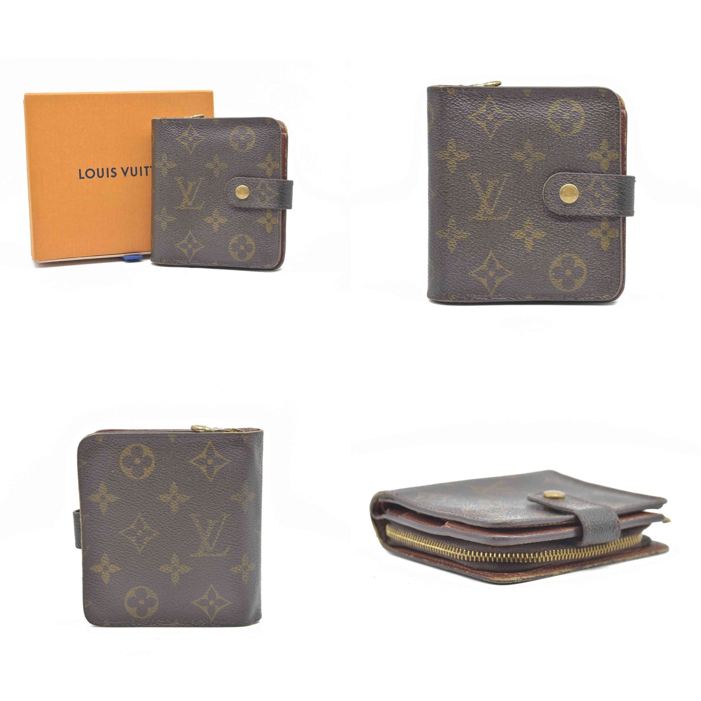 $590 Louis Vuitton Monogram Compact Zippe Zipped Wallet MI1010 2000