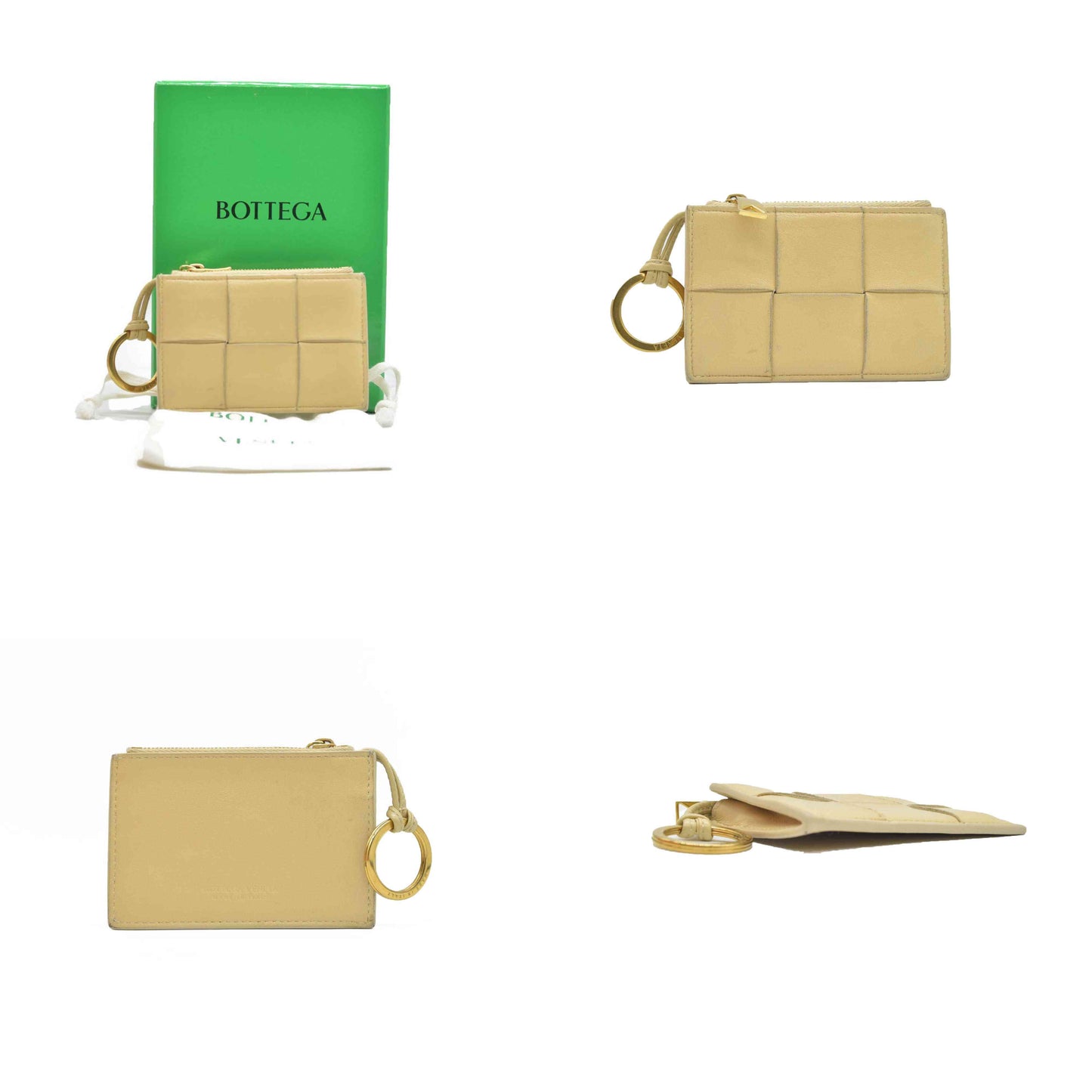 $650 Bottega Veneta Cassette Key Pouch Beige CONSIGNMENT