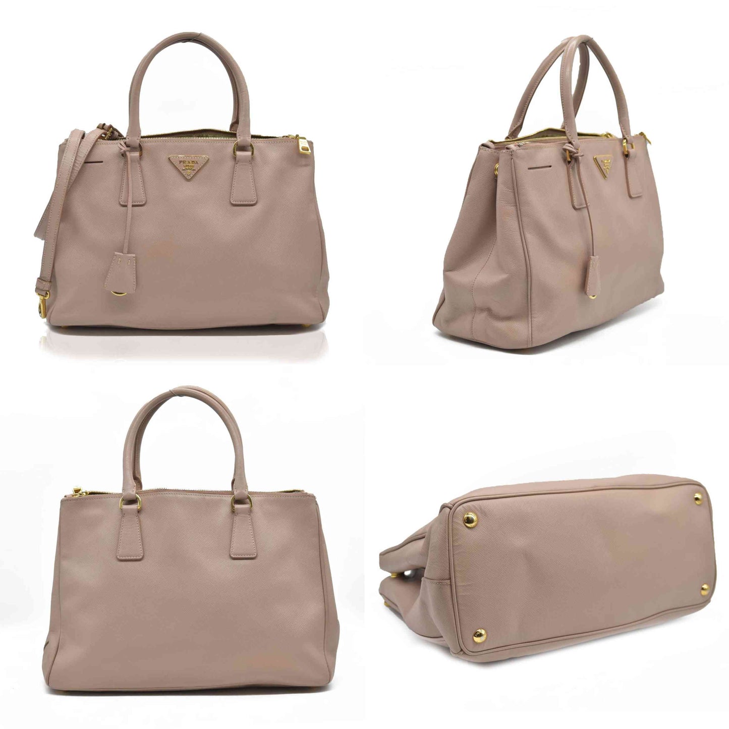 AUCTION $4500  Prada  Saffiano Medium Galleria Double Zip Tote Cammeo