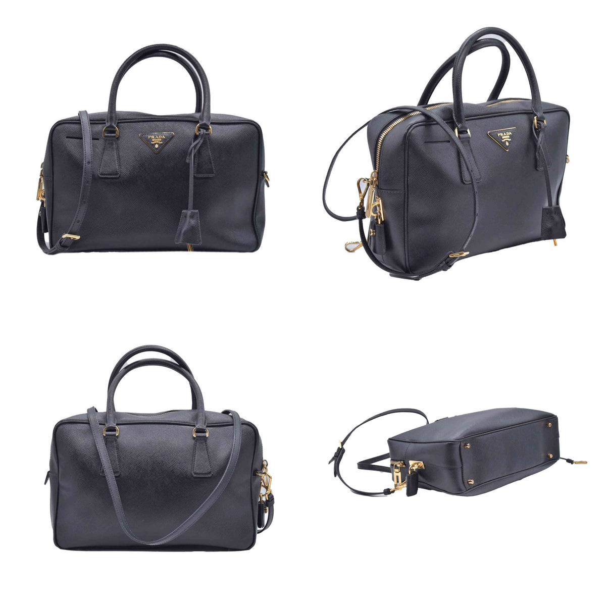 $1195 Prada Bauletto Handbag Saffiano Leather Medium CONSIGNMENT