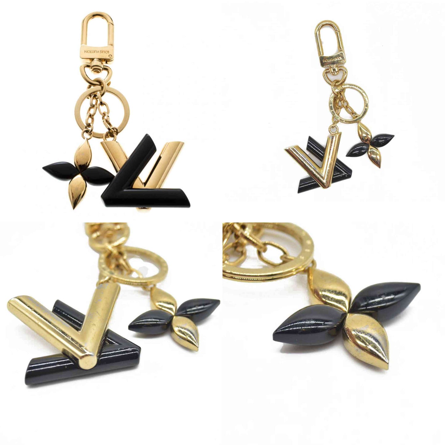 $370 Louis Vuitton LV Twist Black Resin Gold Tone Key Holder / Bag Charm AUCTION