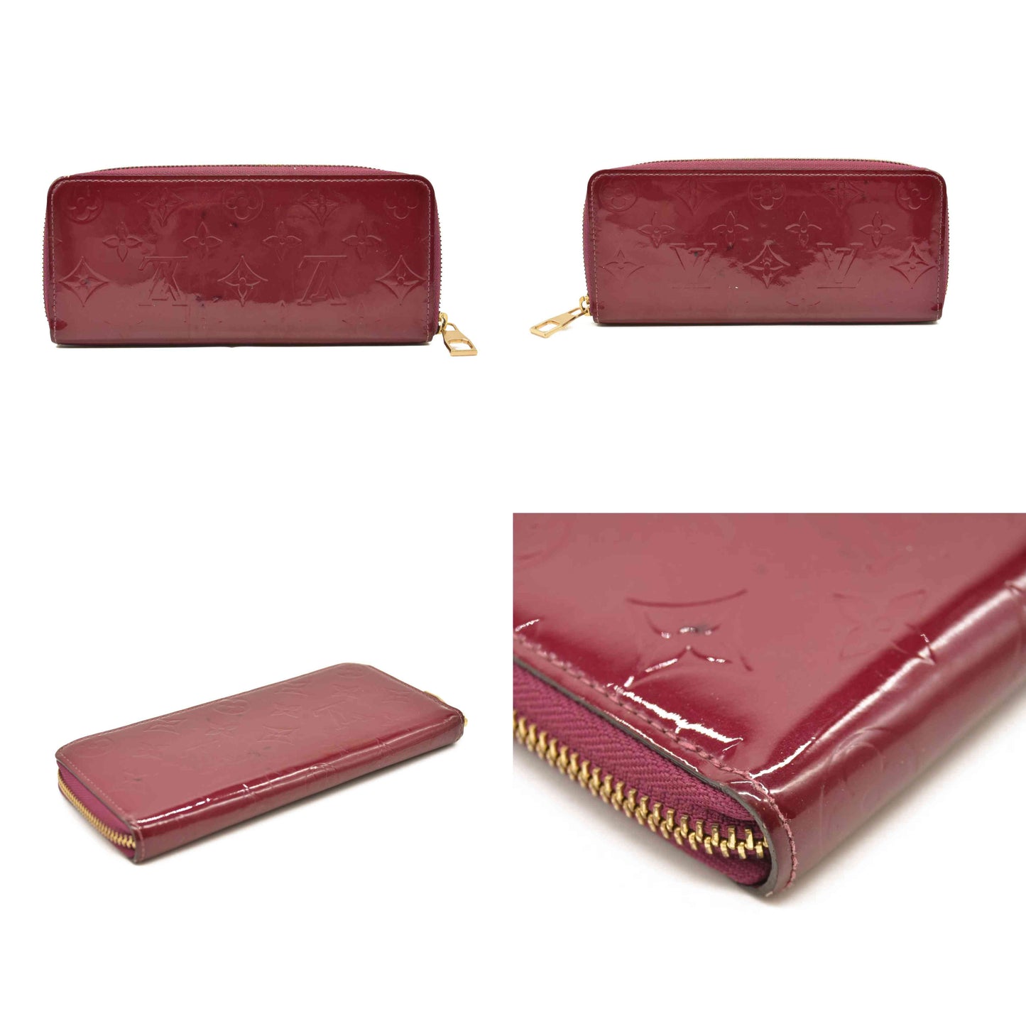 Louis Vuitton  Monogram Vernis Portefeiulle  Clemence Wallet Red UB1167