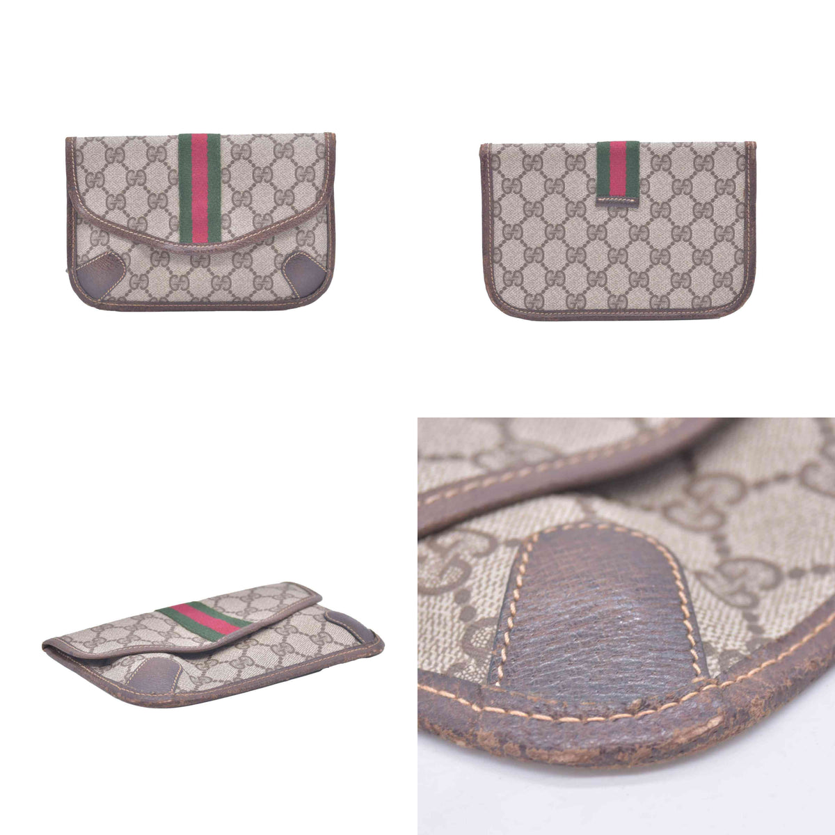 $680 Vintage Gucci Monogram Leather Clutch Bag CONSIGNMENT