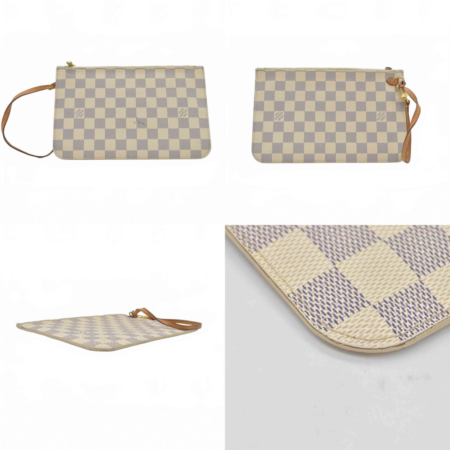 $600 Louis Vuitton Damier Azur Neverfull GM MM Tote Pochette SA1144