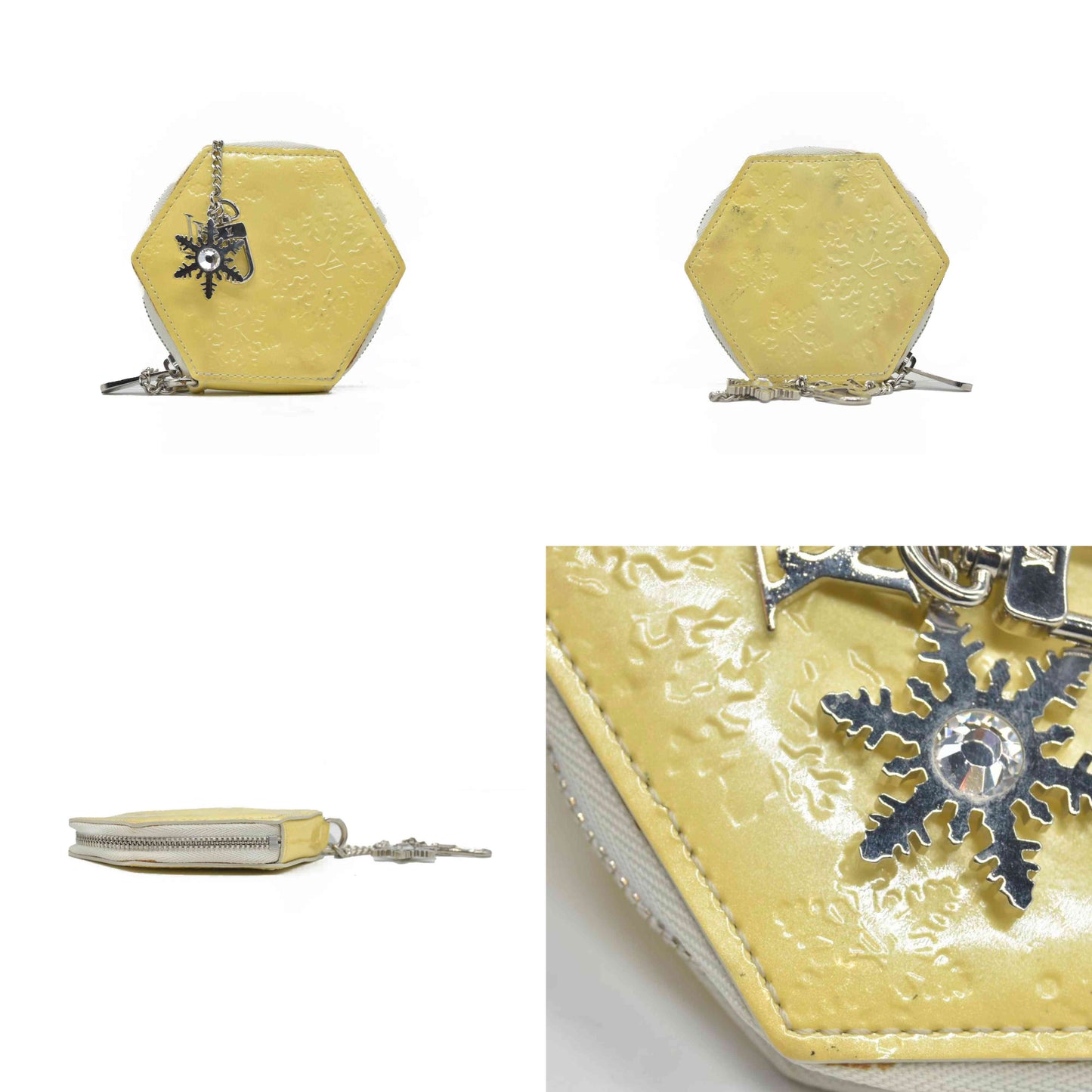 $550 2009 LOUIS VUITTON Vernis Porte-Monnaie Flocon MM Perle SN3009