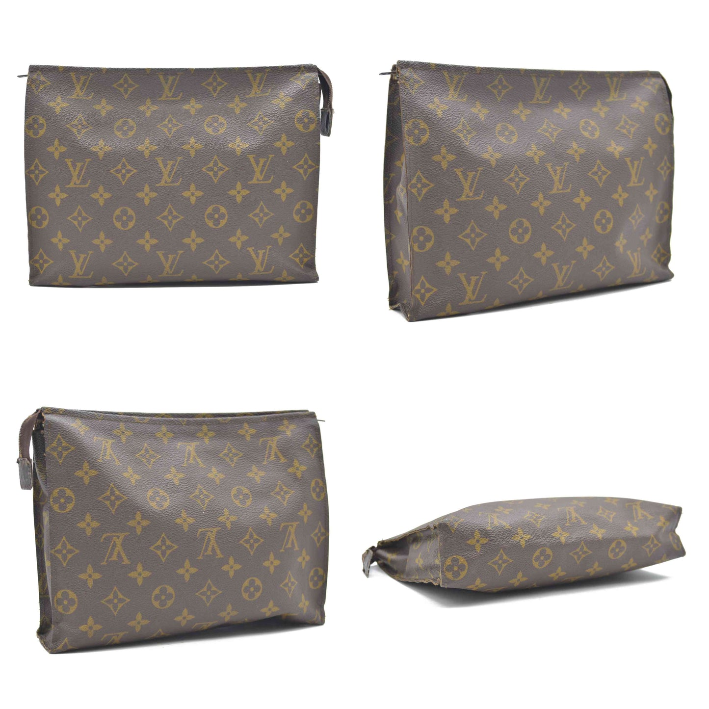 Louis Vuitton Monogram Poche Toilette 26 Cosmetics Pouch Purse Brown