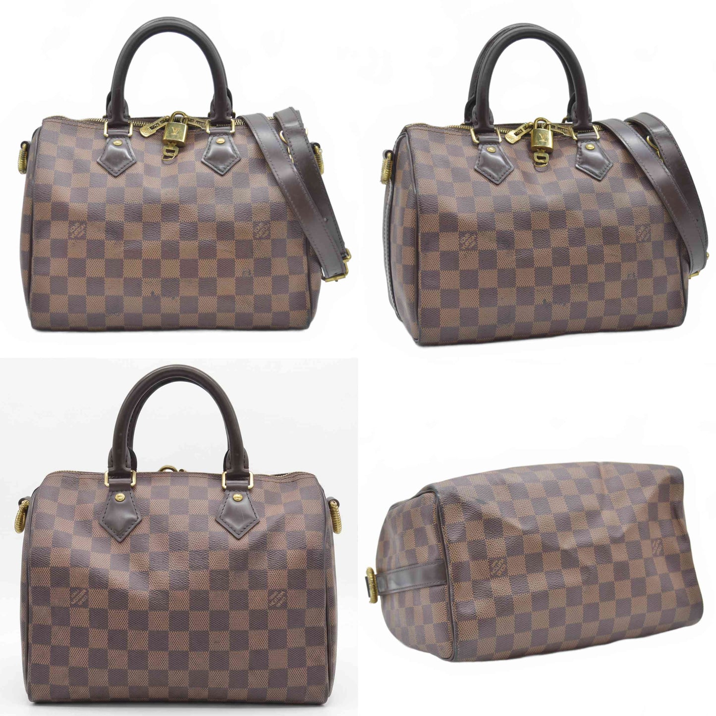$1980 LOUIS VUITTON Damier Ebene Speedy Bandouliere 25 AA0221