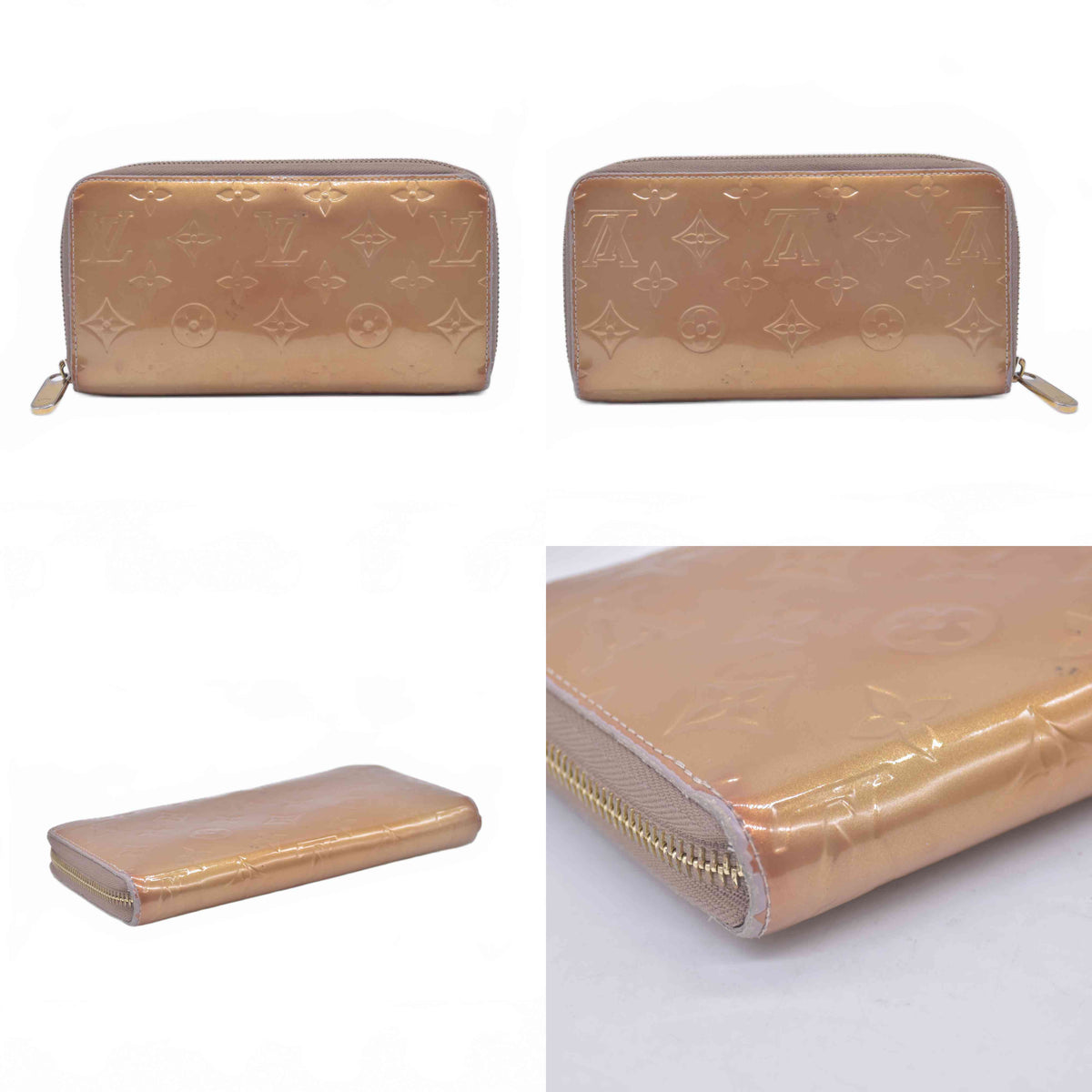 $970 2012 Louis Vuitton Monogram Vernis Zippy Zip Around Long Wallet CA2152 10021027