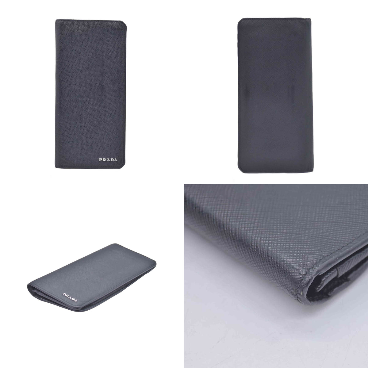 $995 Prada Saffiano Bicolore Long Wallet Leather Long Wallet CONSIGNMENT 10020929