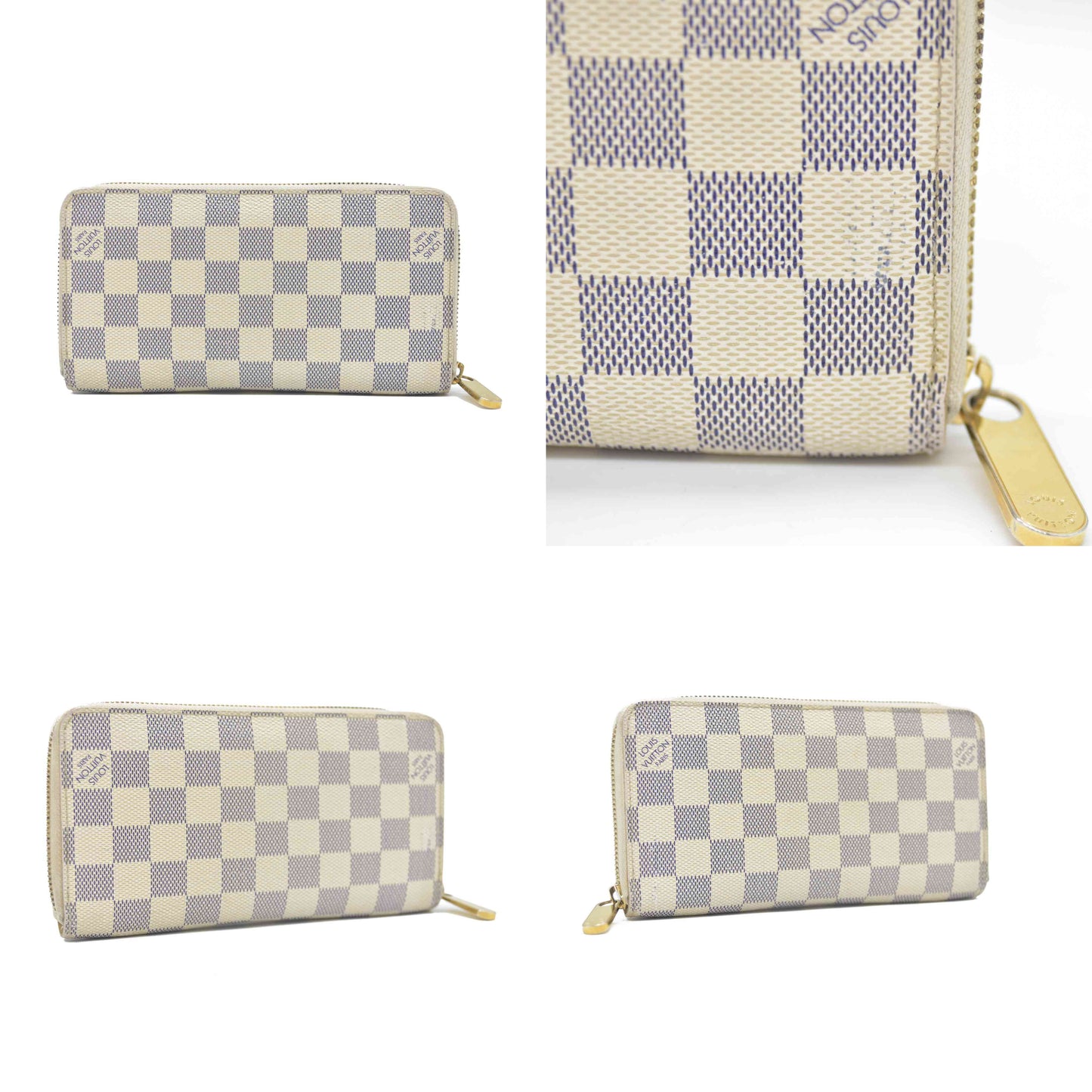 Louis Vuitton Damier Azur Zippy Zip Around Long Wallet Purse White CA4058