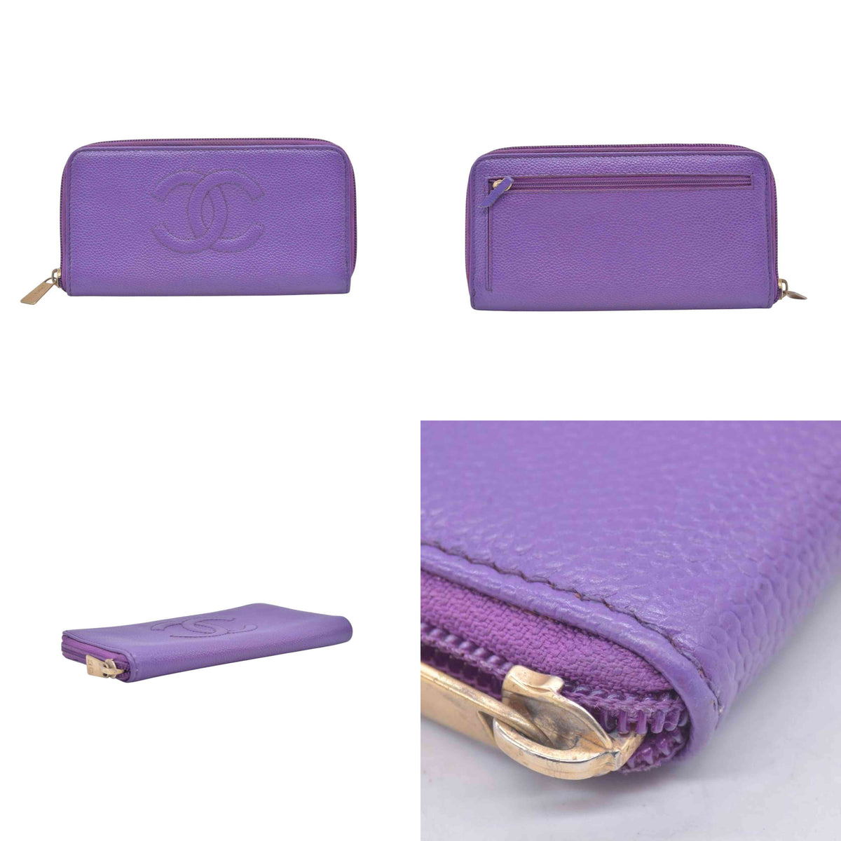 $1335 Chanel Caviar Wallet Purple CONSIGNMENT 10021224