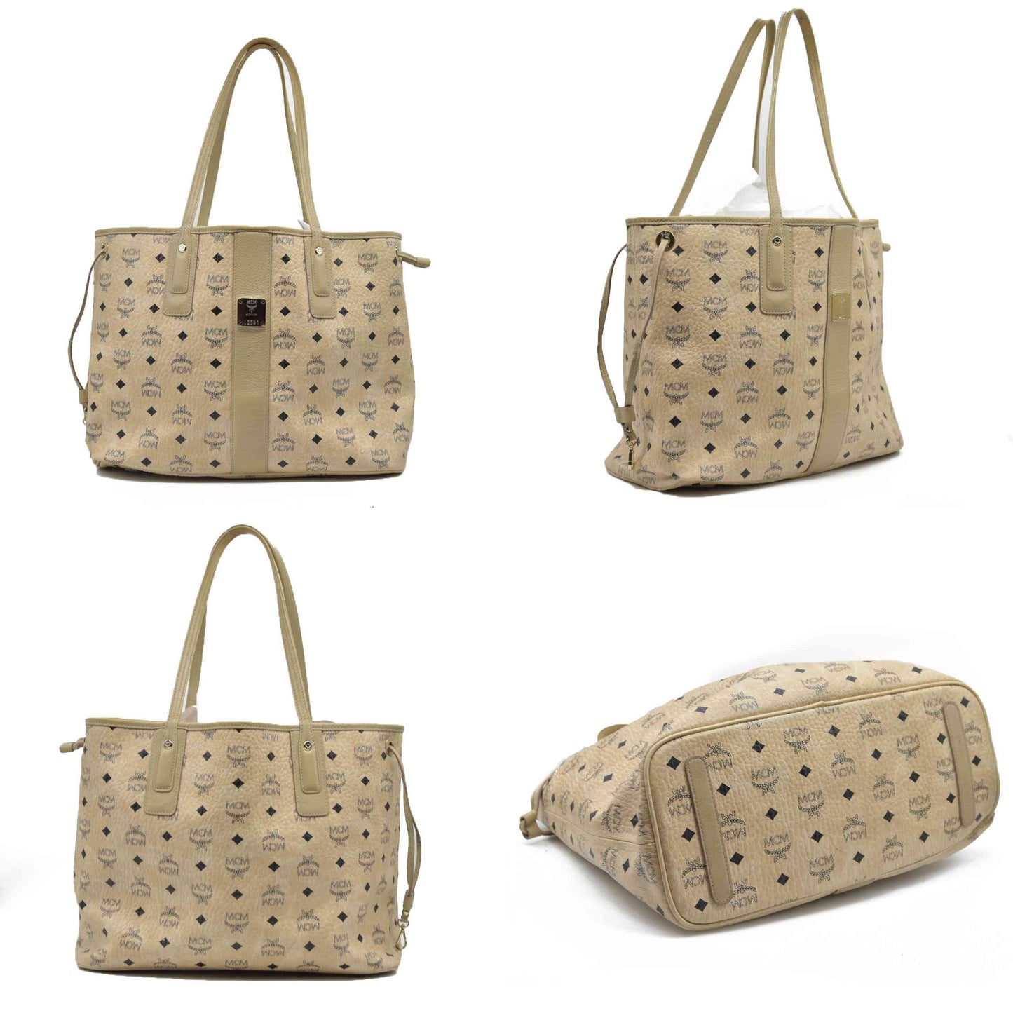 $770 MCM Tote Beige Medium Liz Reversible Tote