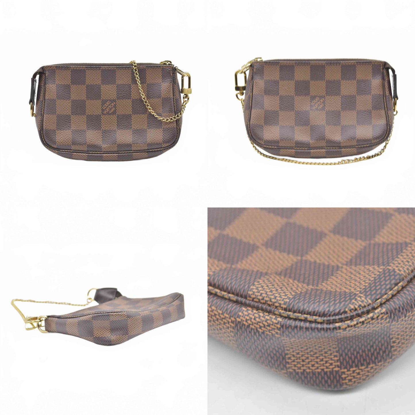 $825 Louis Vuitton Damier Ebene Mini Pochette Accessories SF0241