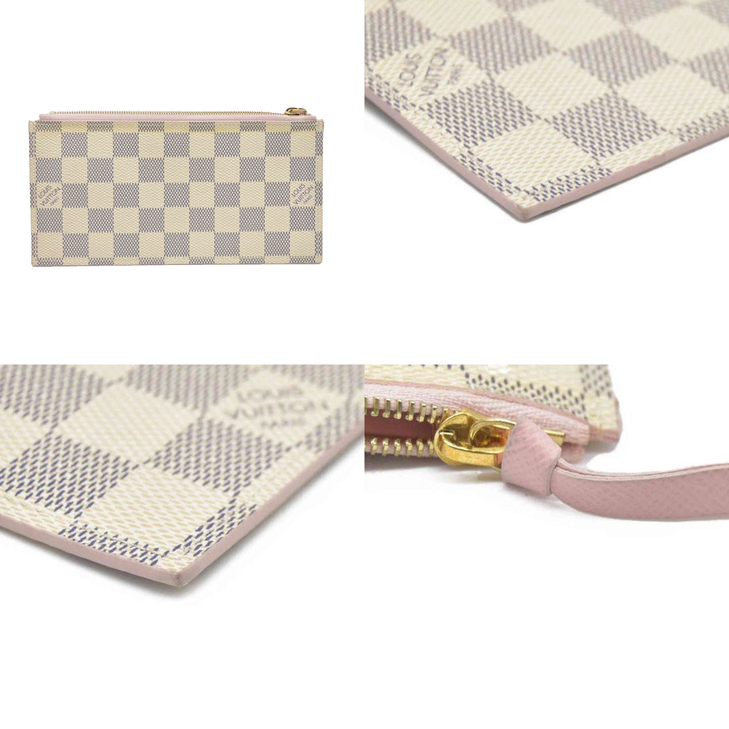 Louis Vuitton  Damier Azur Felicie Chain Wallet Zippered Insert Rose Ballerine