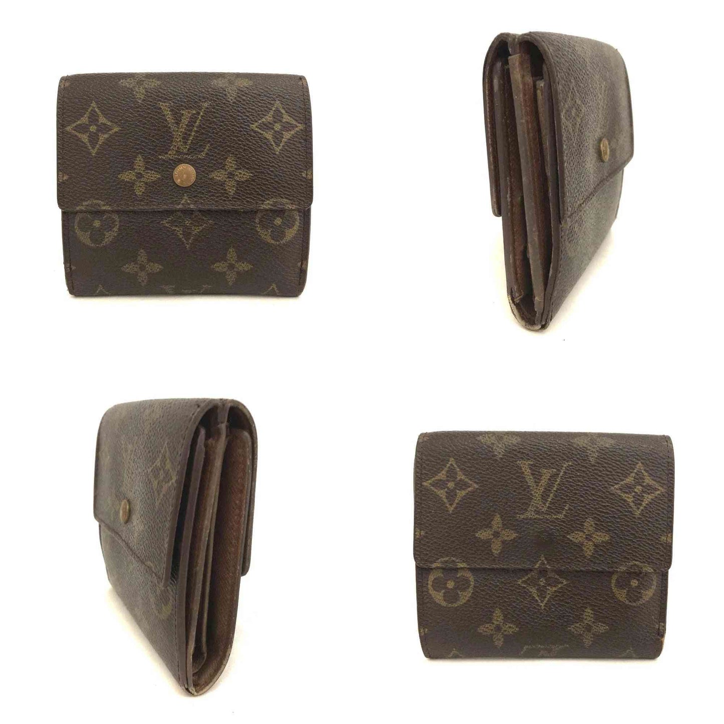 Louis Vuitton Monogram Portefeiulle Elise Trifold Wallet Brown TH0945