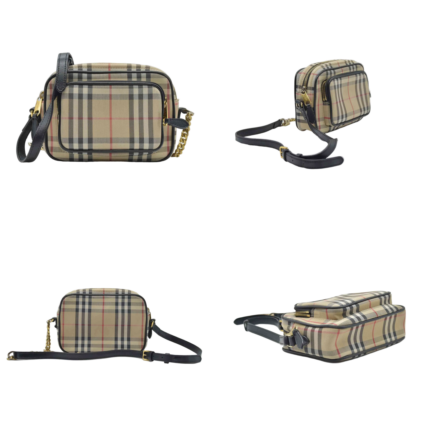 $960 Burberry Beige Vintage Check Fabric Paddy Crossbody Bag