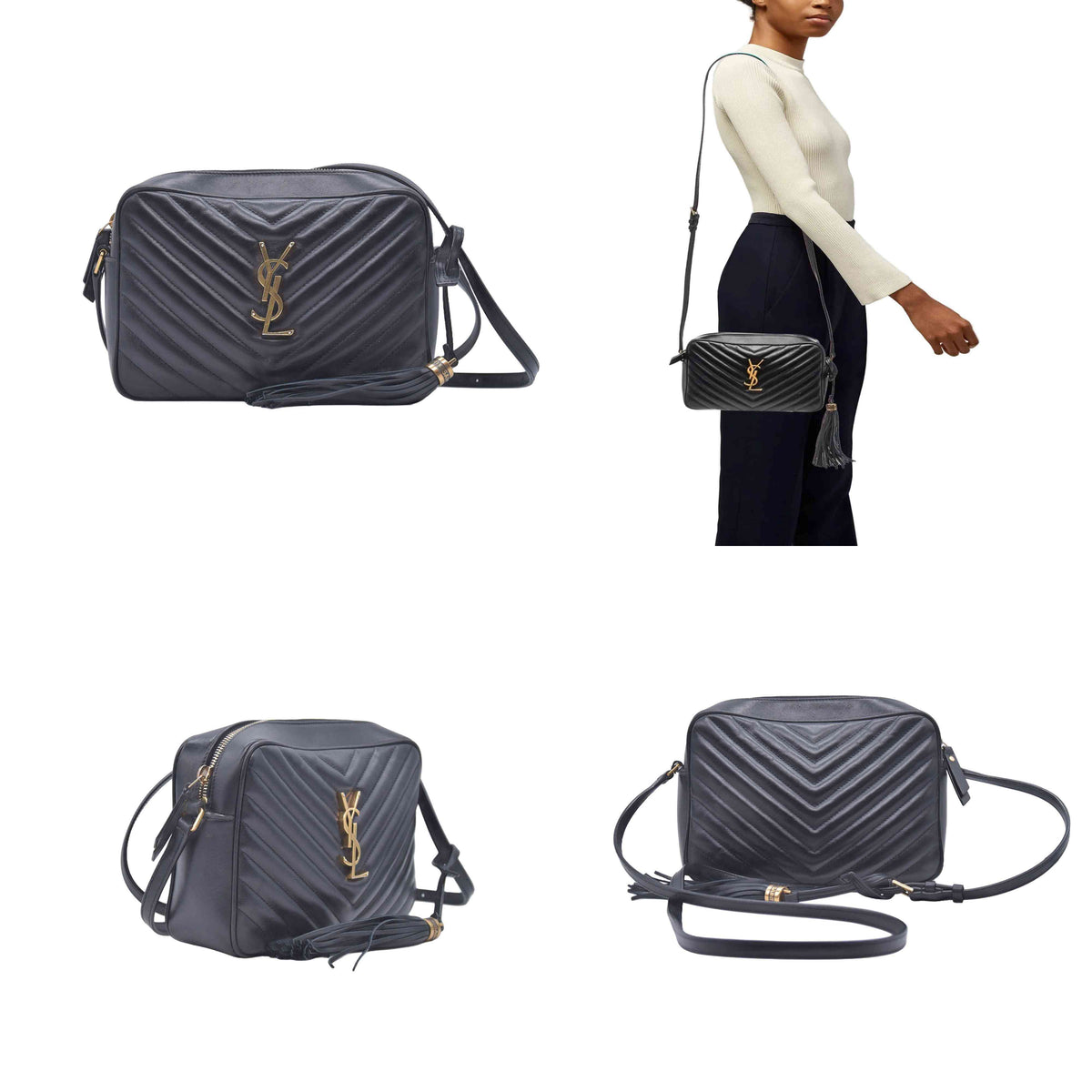 $1710 Saint Laurent Chevron Lou Camera Medium