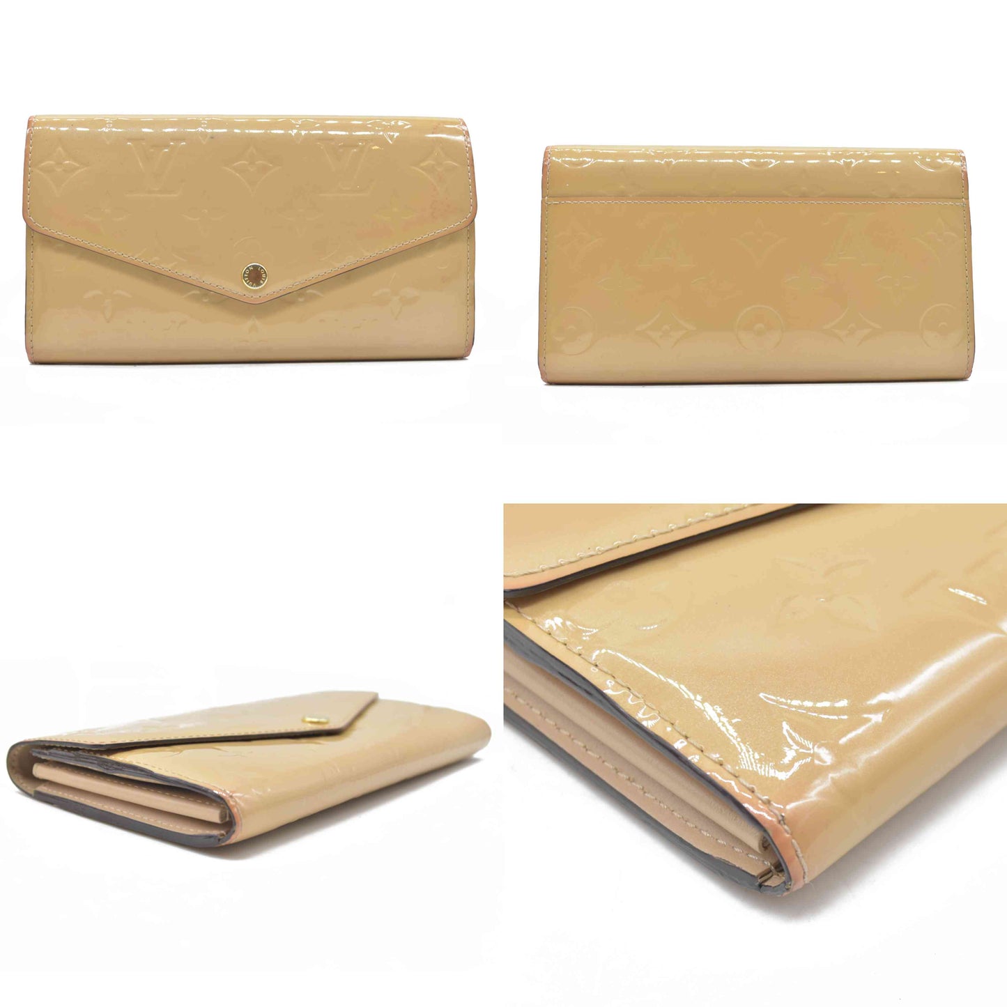 $880 LOUIS VUITTON Vernis Sarah Wallet Beige Poudre TS1126 2016 CONSIGNMENT