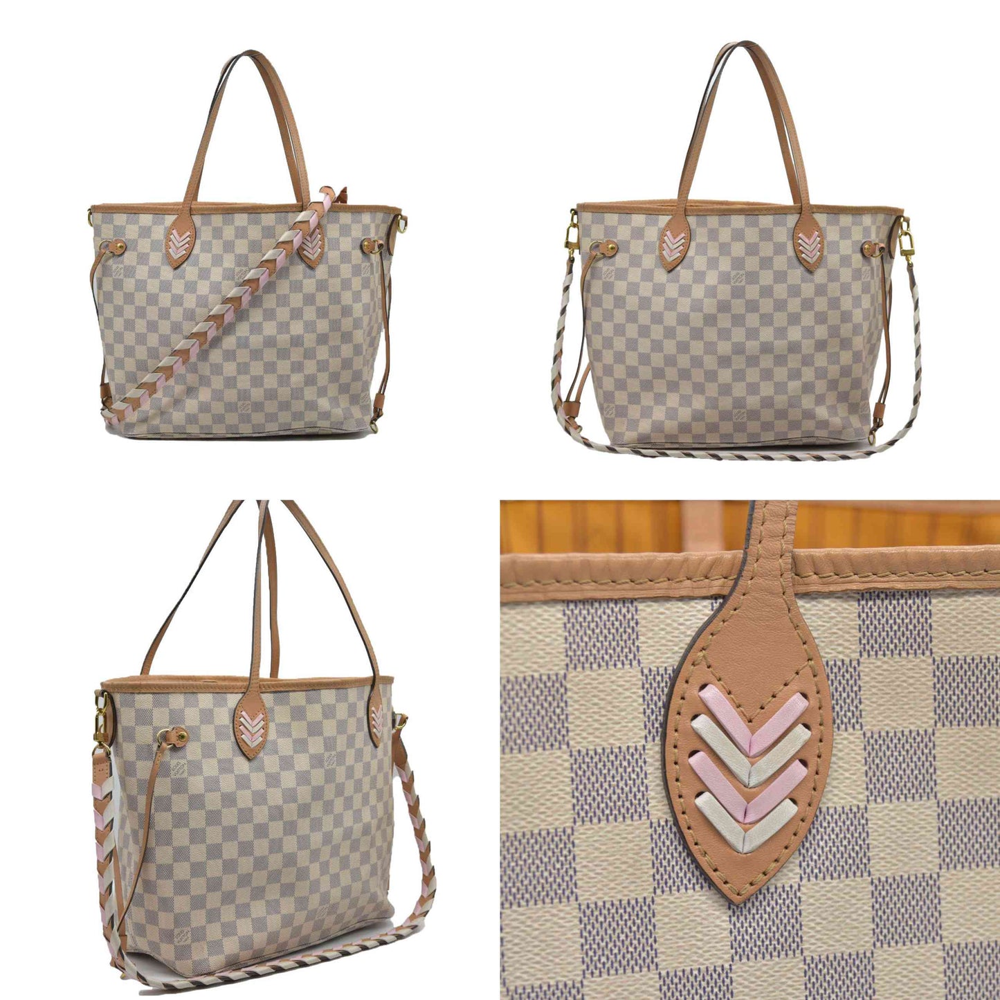 $2500 Louis Vuitton Damier Azur Braided Neverfull MM