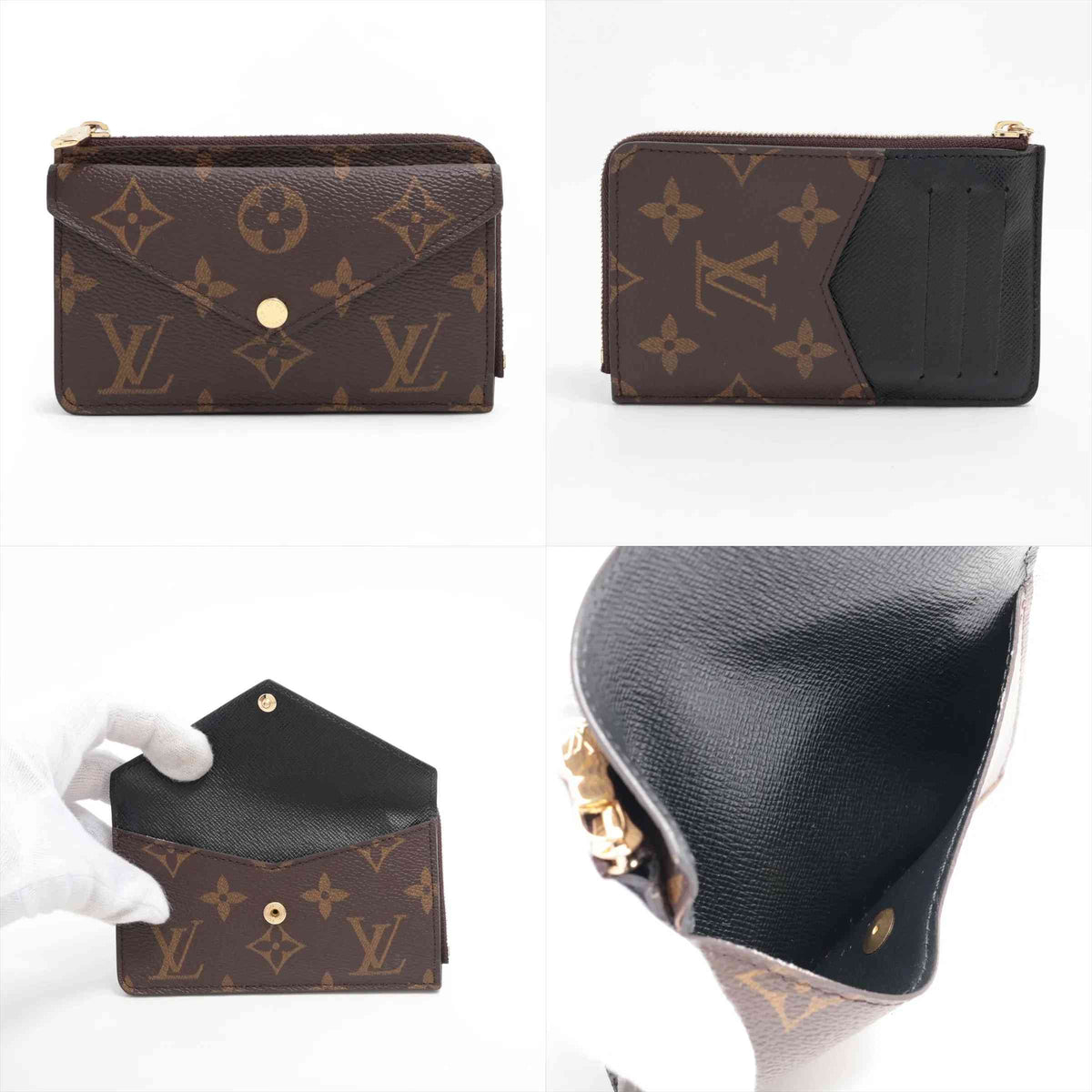 $695 Louis Vuitton Monogram Porto Cartolecto Verso Black × Brown 10021123