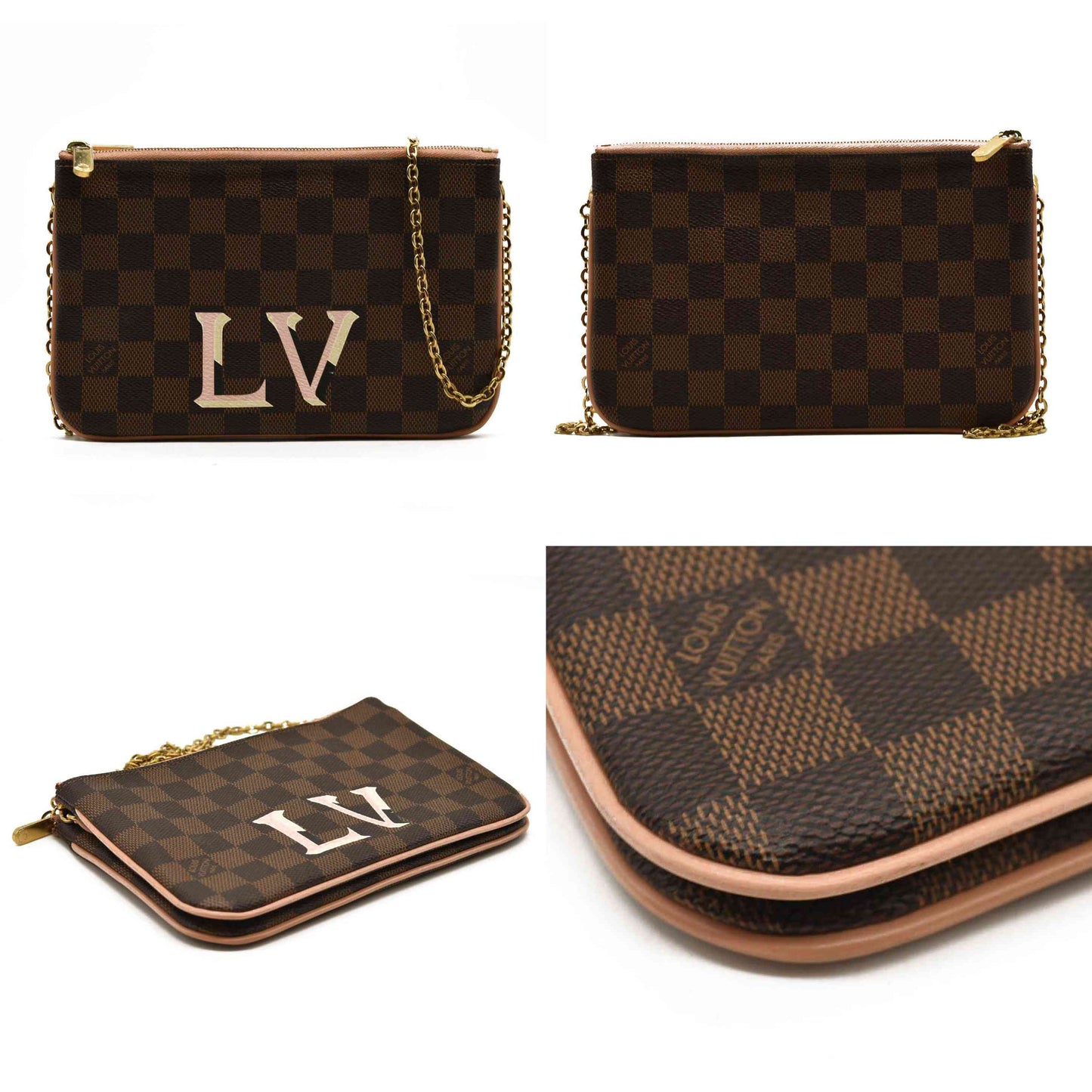 LOUIS VUITTON  Damier Ebene Double Zip Pochette