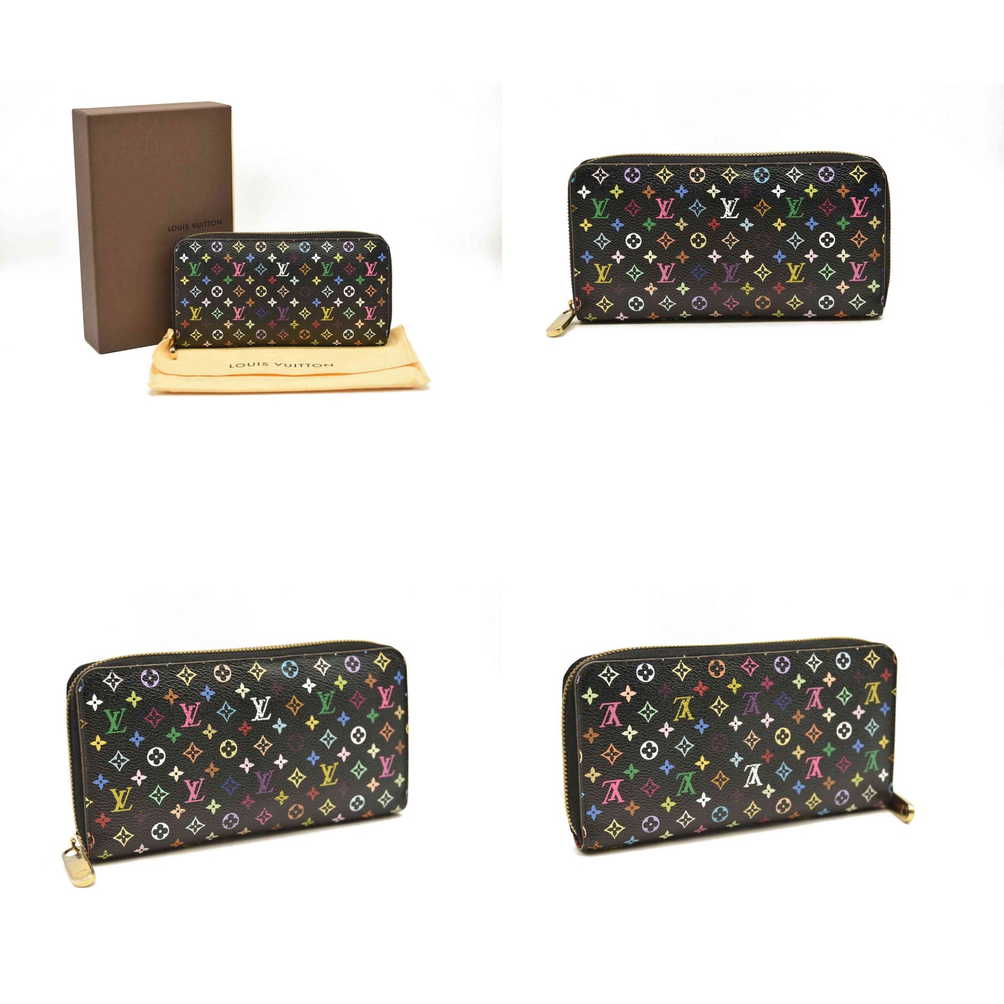 Louis Vuitton  Monogram Multicolor Murakami Zippy Wallet Black Fuchsia