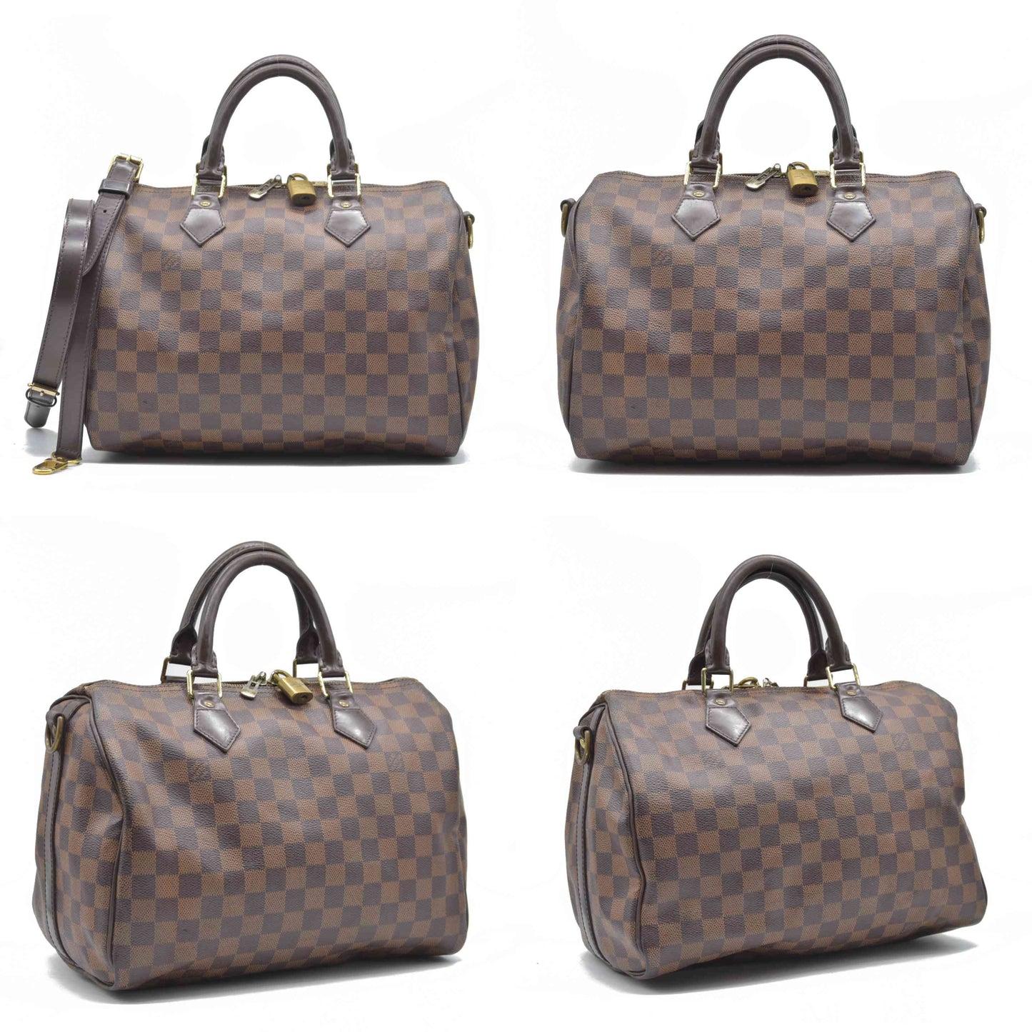 AUCTION $1980 Louis Vuitton  Damier Ebene Speedy Bandouliere 30