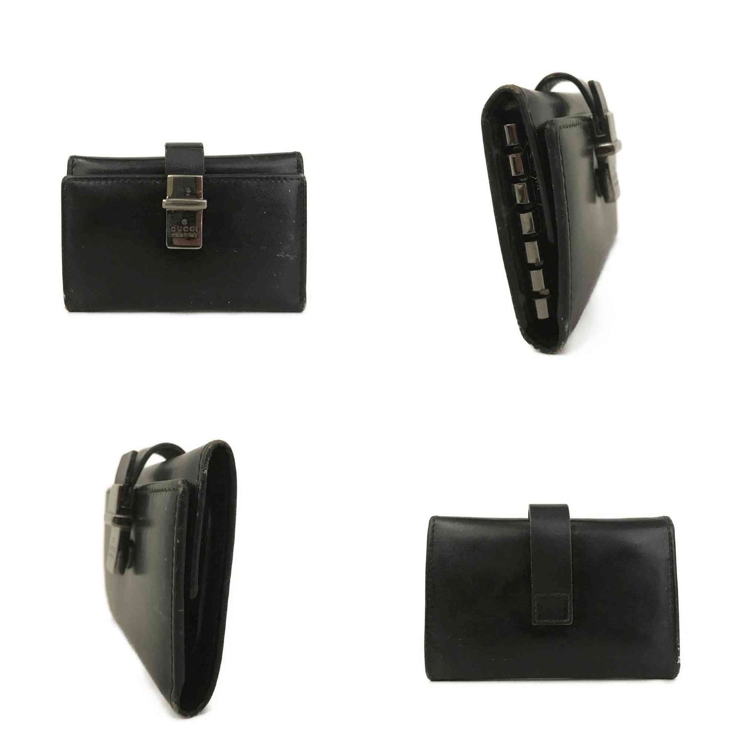 GUCCI Logo Leather 6 Ring Key Case Black