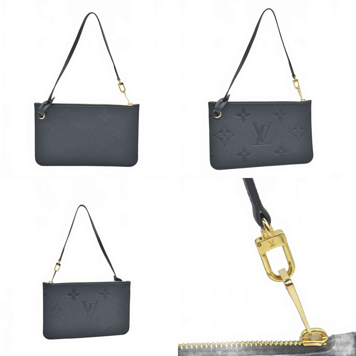 $1200 Louis Vuitton Empreinte Monogram Giant Neverfull MM Pochette Black RFID