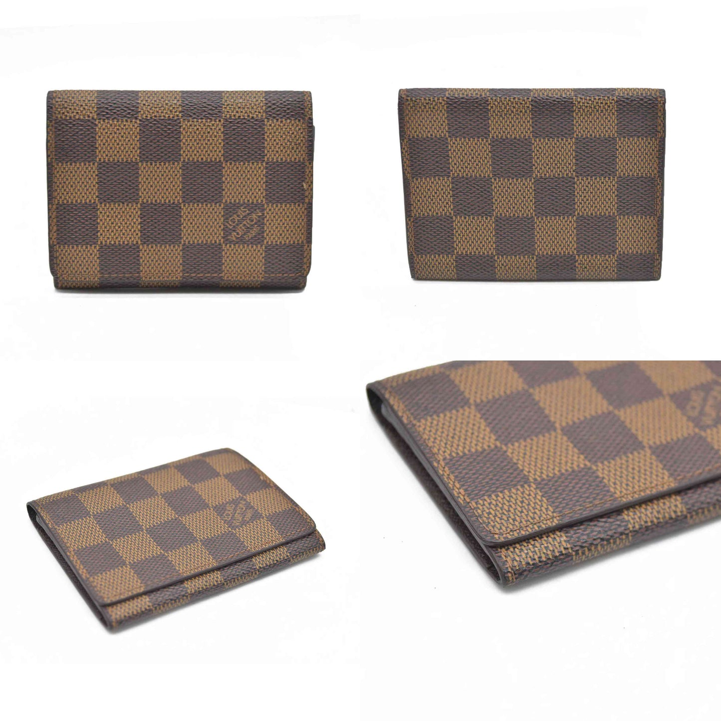 AUCTION $320 Louis Vuitton Enveloppe Carte de Visite Damier Card Case Brown