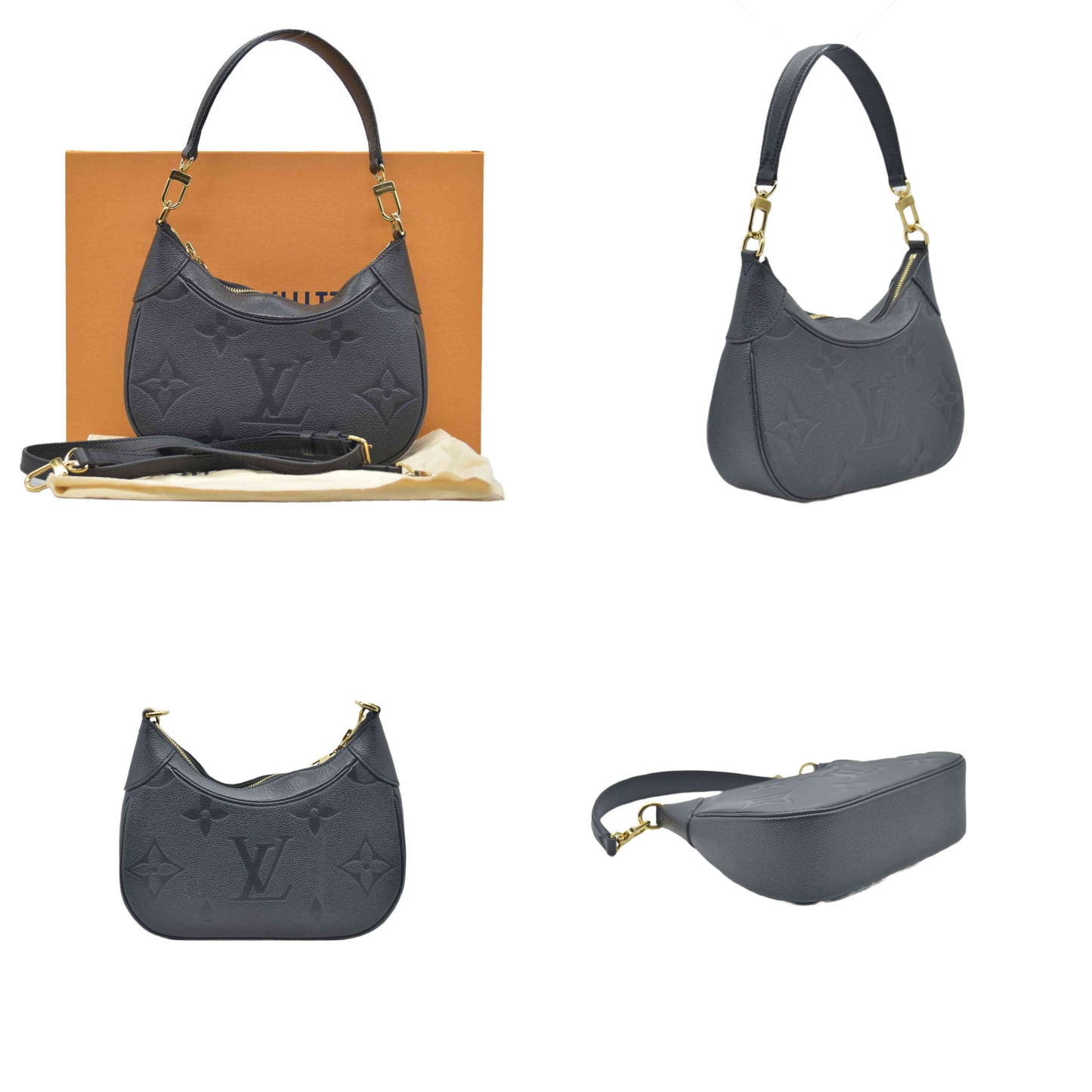$2640  Louis Vuitton Empreinte Monogram Giant Bagatelle NM Black