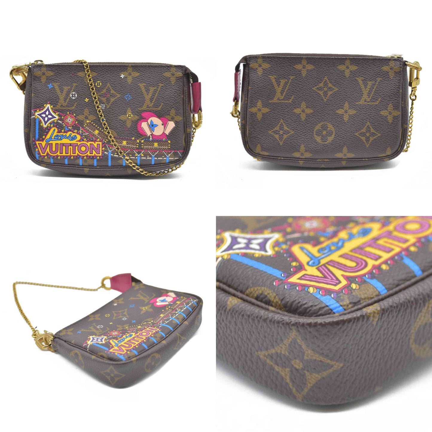 Louis Vuitton  Monogram 2020 Christmas Animation Roller Coaster Mini Pochette Accessories Pivoine