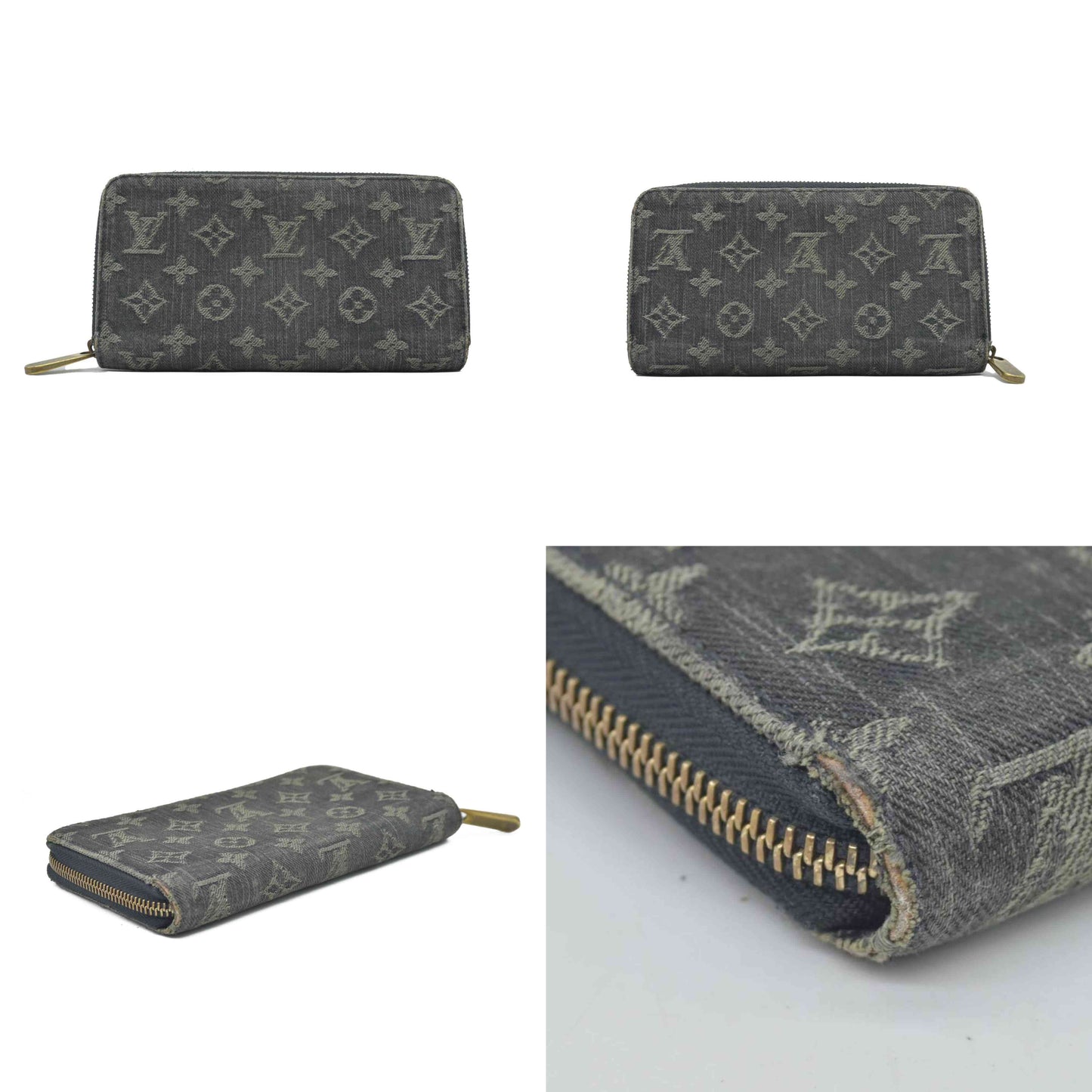 $1170 LOUIS VUITTON Monogram Denim Zippy Round Zipper Long Wallet CONSIGNMENT CA0048