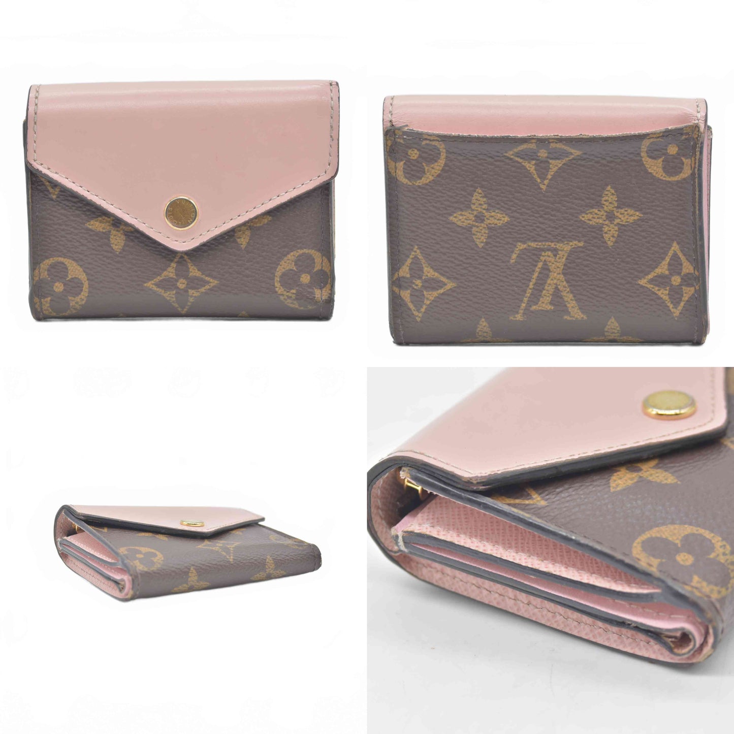 $605 2018 LOUIS VUITTON Monogram Canvas Zoe Wallet Rose Ballerine MI4108