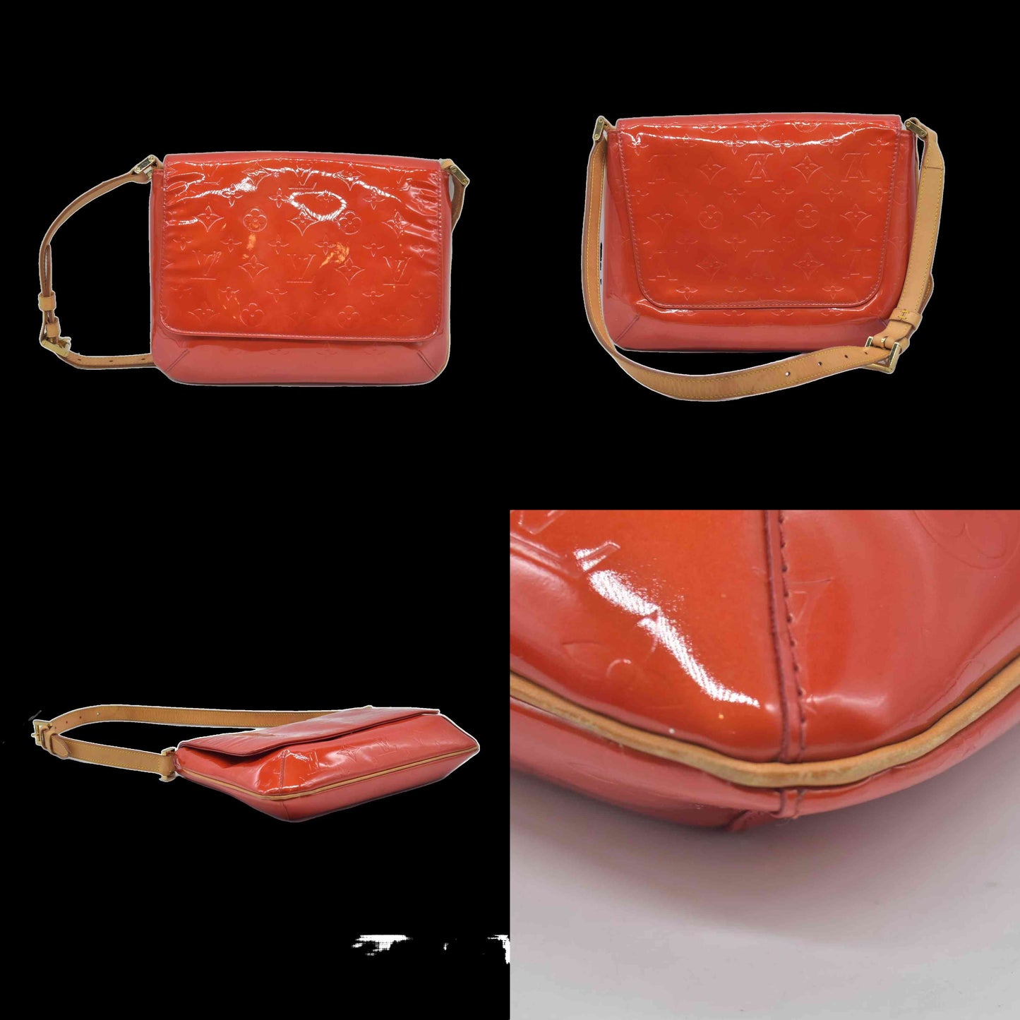$920 2001 Louis Vuitton Monogram Vernis Thompson Shoulder Bag CA0011