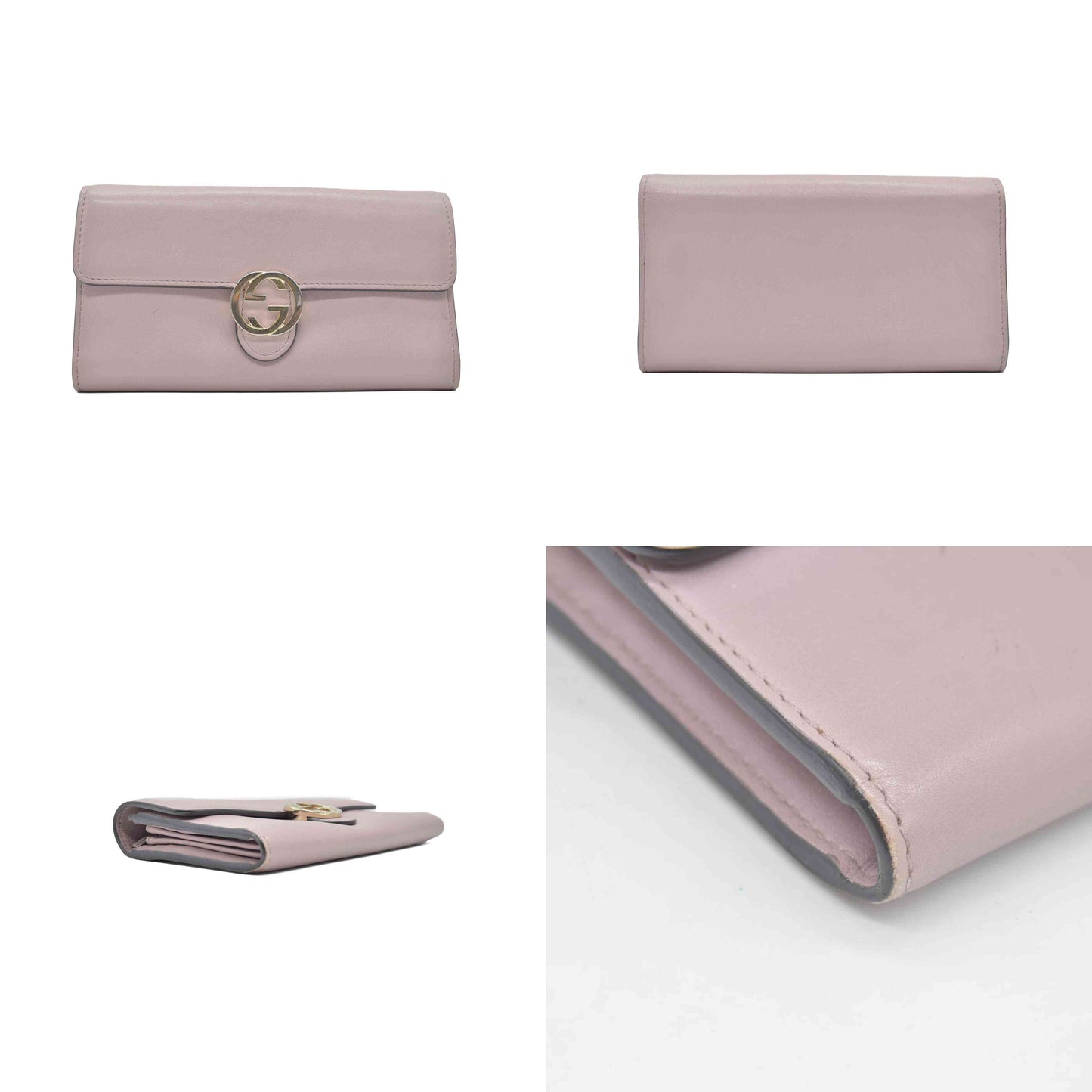 $680 GUCCI GG Interlocking Long Wallet Light Pink CONSIGNMENT