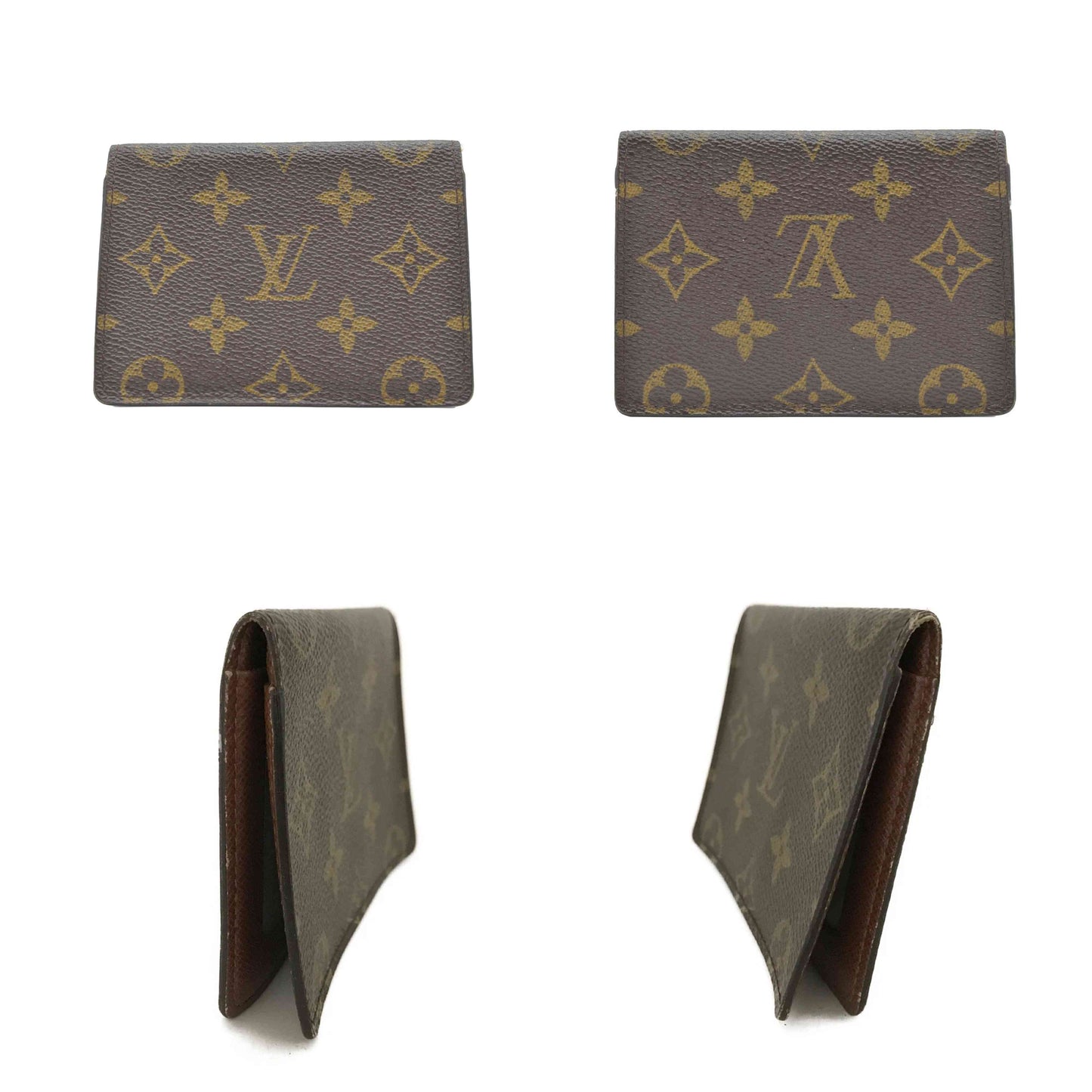 $535 2003 Louis Vuitton Monogram Porte 2 Cartes Vertical Pass Card Case Brown CA0053