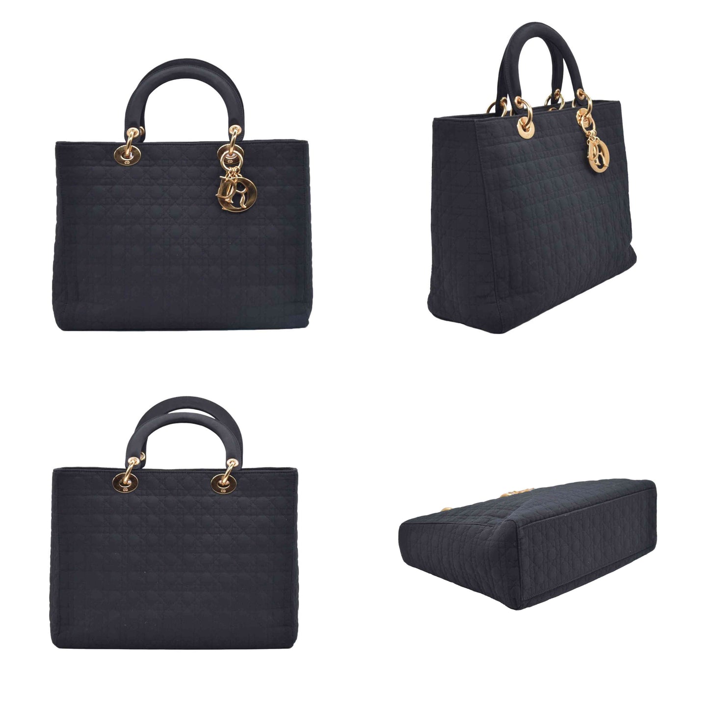 $4900 Christian Dior Nylon Cannage Large Lady Dior Black CONSIGNMENT 10020765