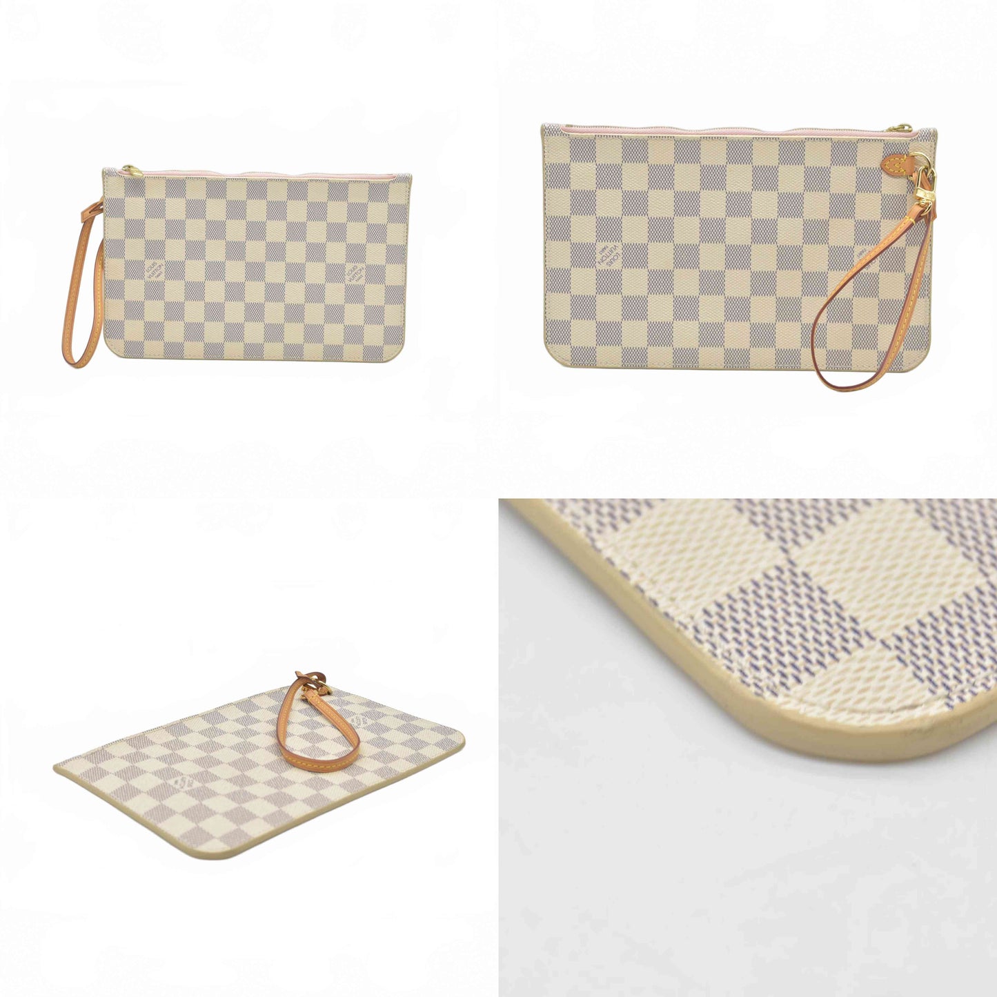 $600 Louis Vuitton  Damier Azur Neverfull GM MM Pochette Rose Ballerine LA3147