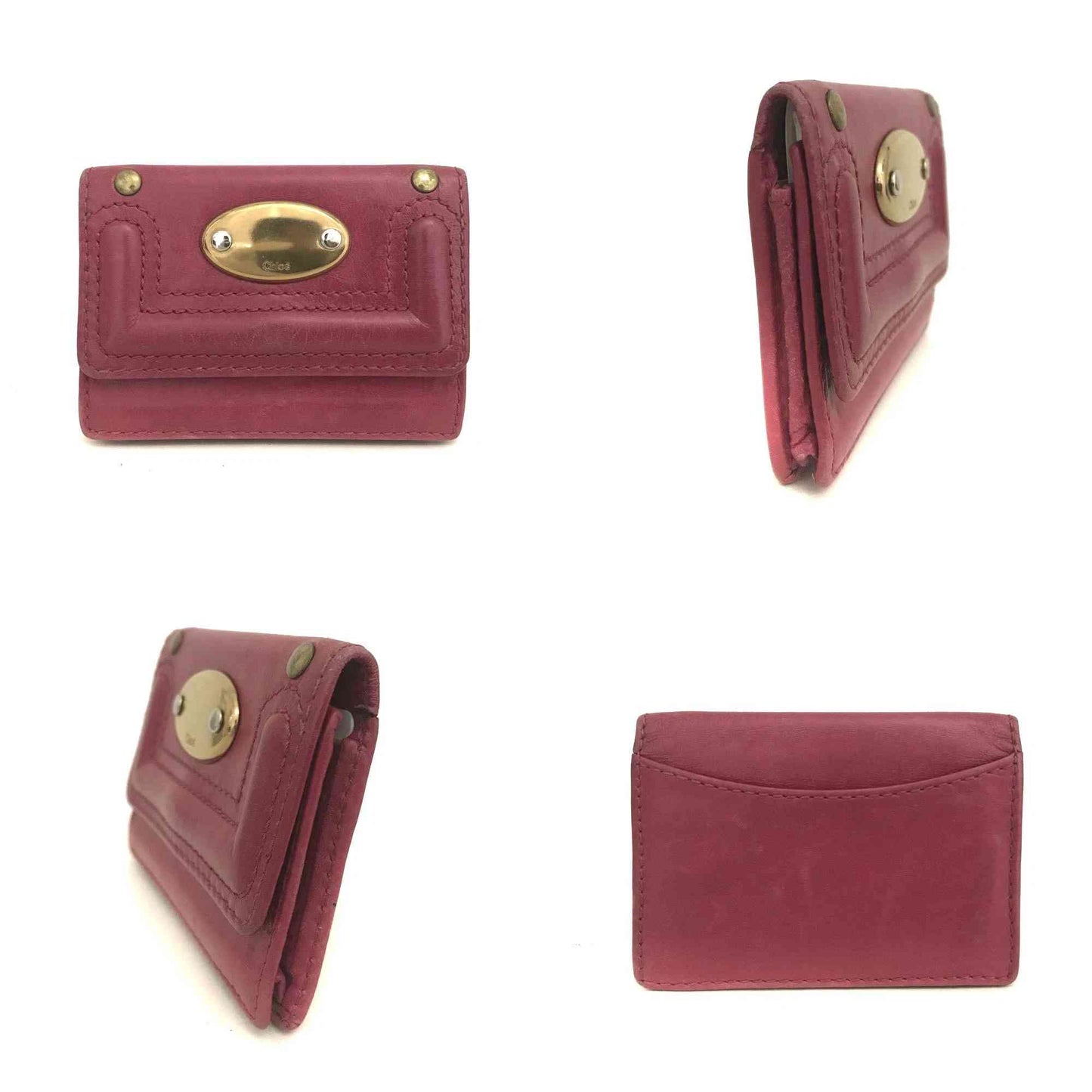 Chloe Bay Leather Card Case Pink