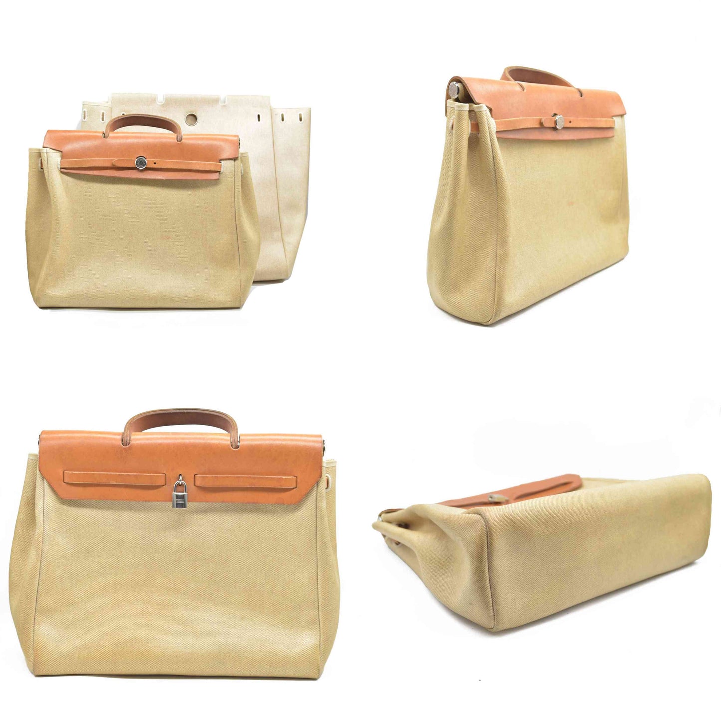 $2750 Hermes  Toile Herbag MM Natural