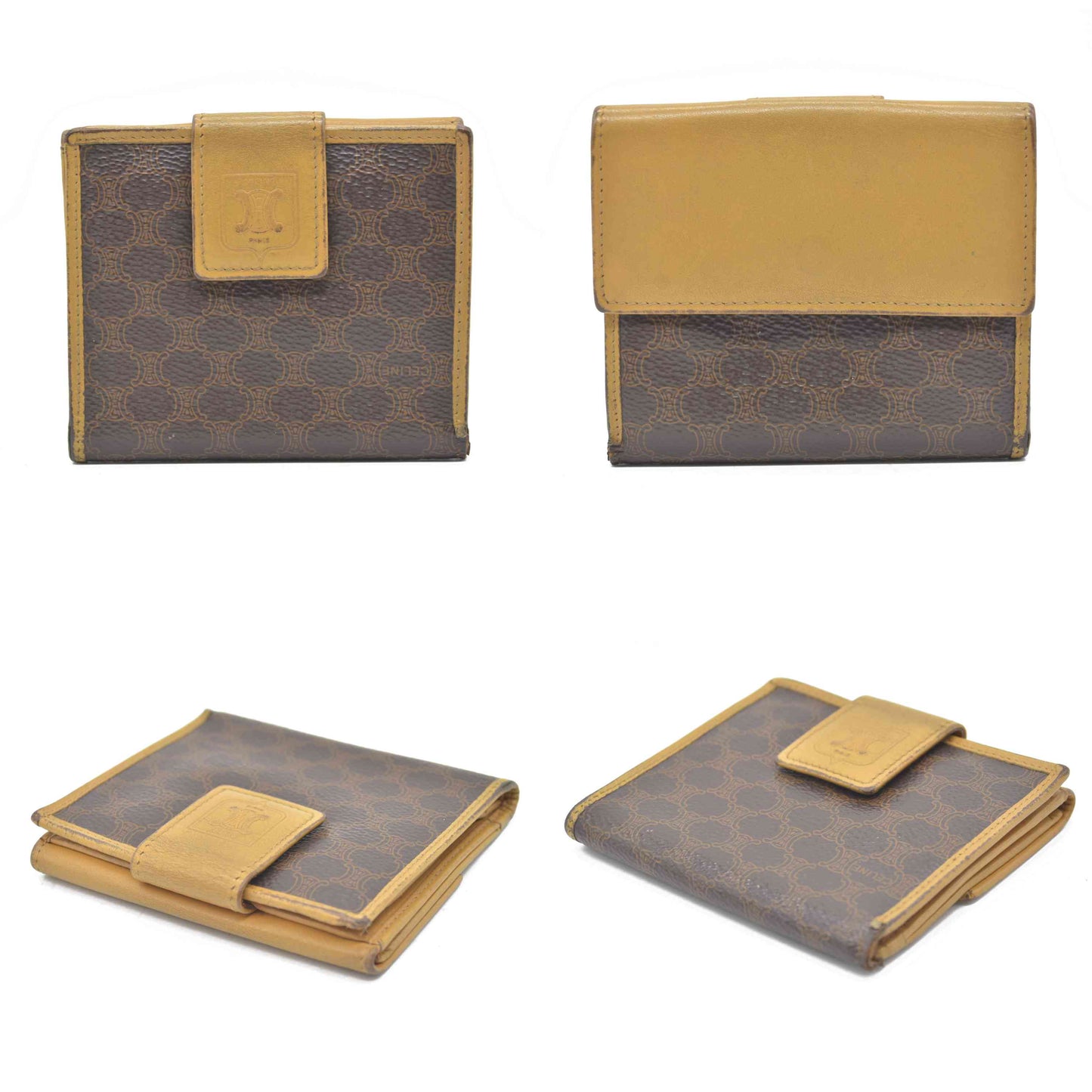 $590 Celine Triomphe Wallet Printed Compact Wallet