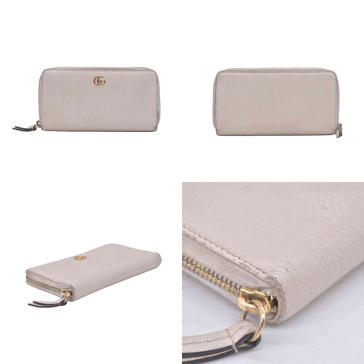 $660 2005 Gucci Cream GG Marmont zip around wallet 10021060