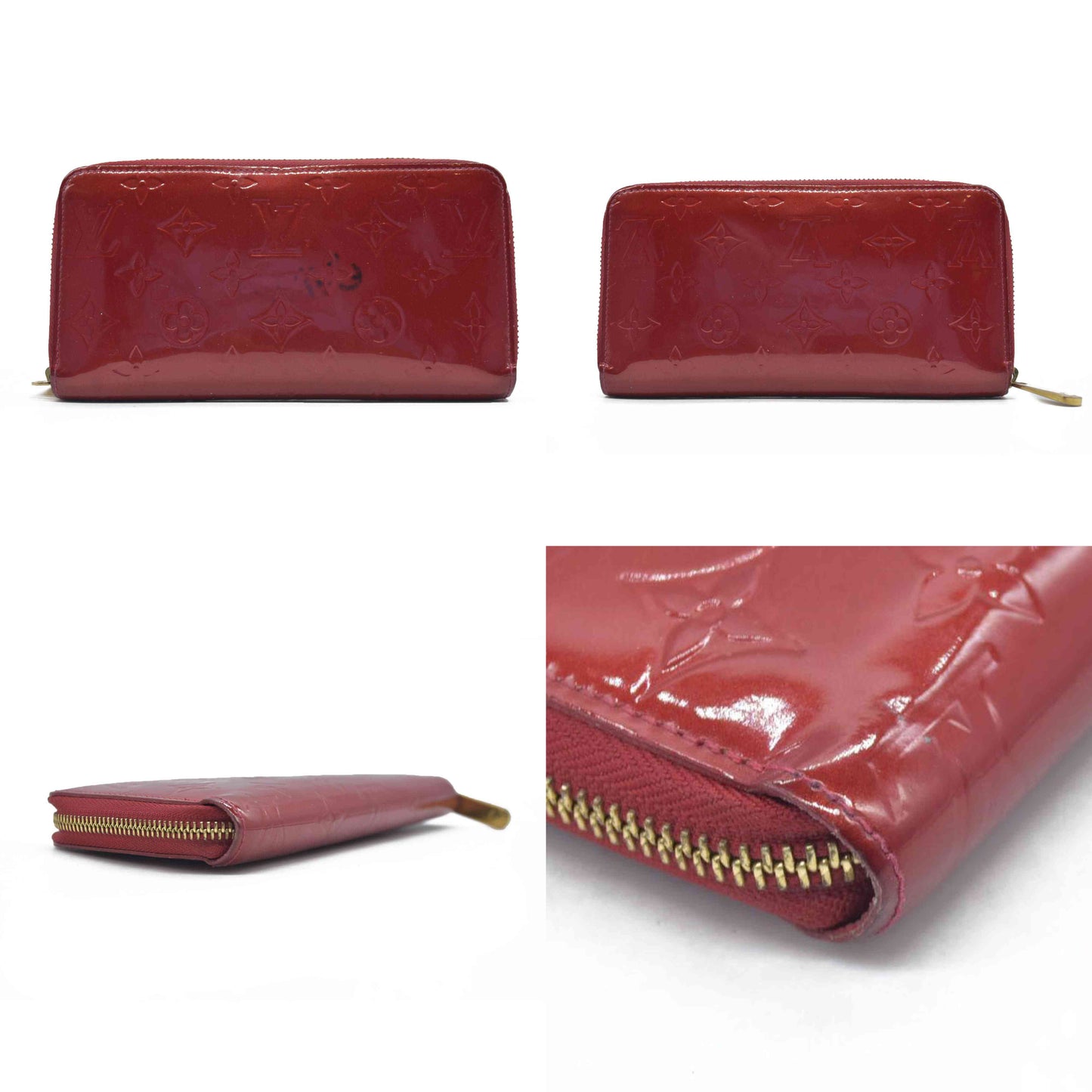 $970 SP1110 2010 Louis Vuitton Pomme d'Amour Monogram Vernis Zippy Wallet CONSIGNMENT