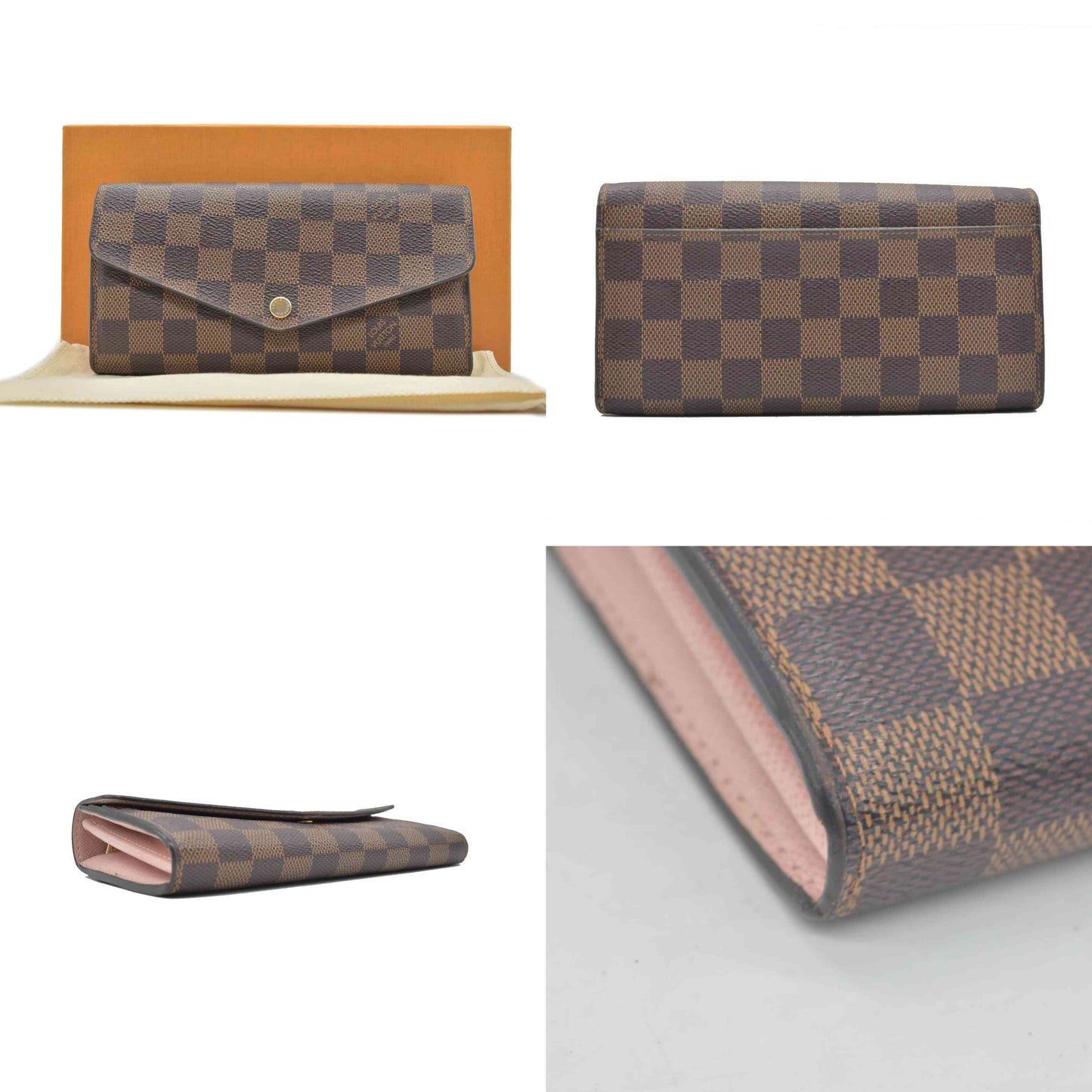 $775 2019 Louis Vuitton Damier Portefeuille Sarah Rose Ballerine Long Wallet CA4129