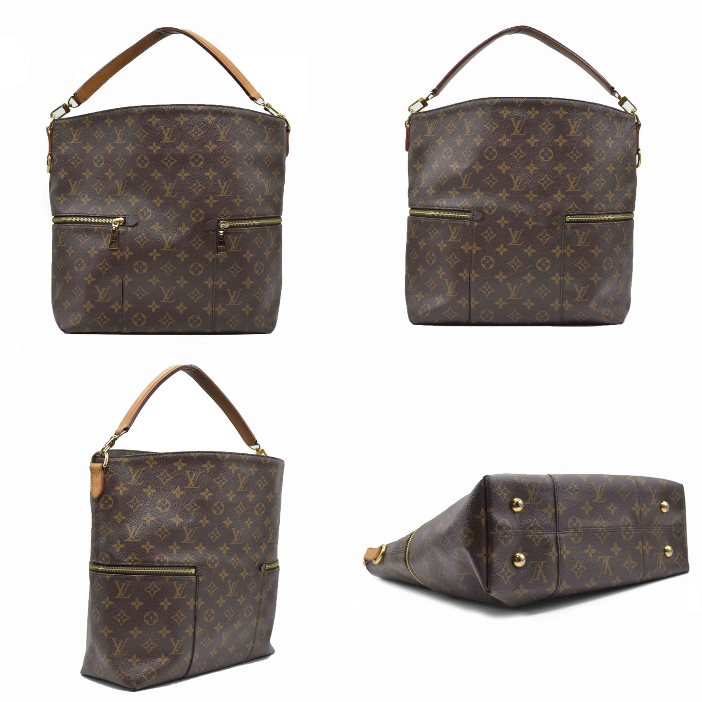 $1960 Louis Vuitton Melie Brown Monogram Canvas Shoulder Bag Hobo Satchel 2017 SD3117