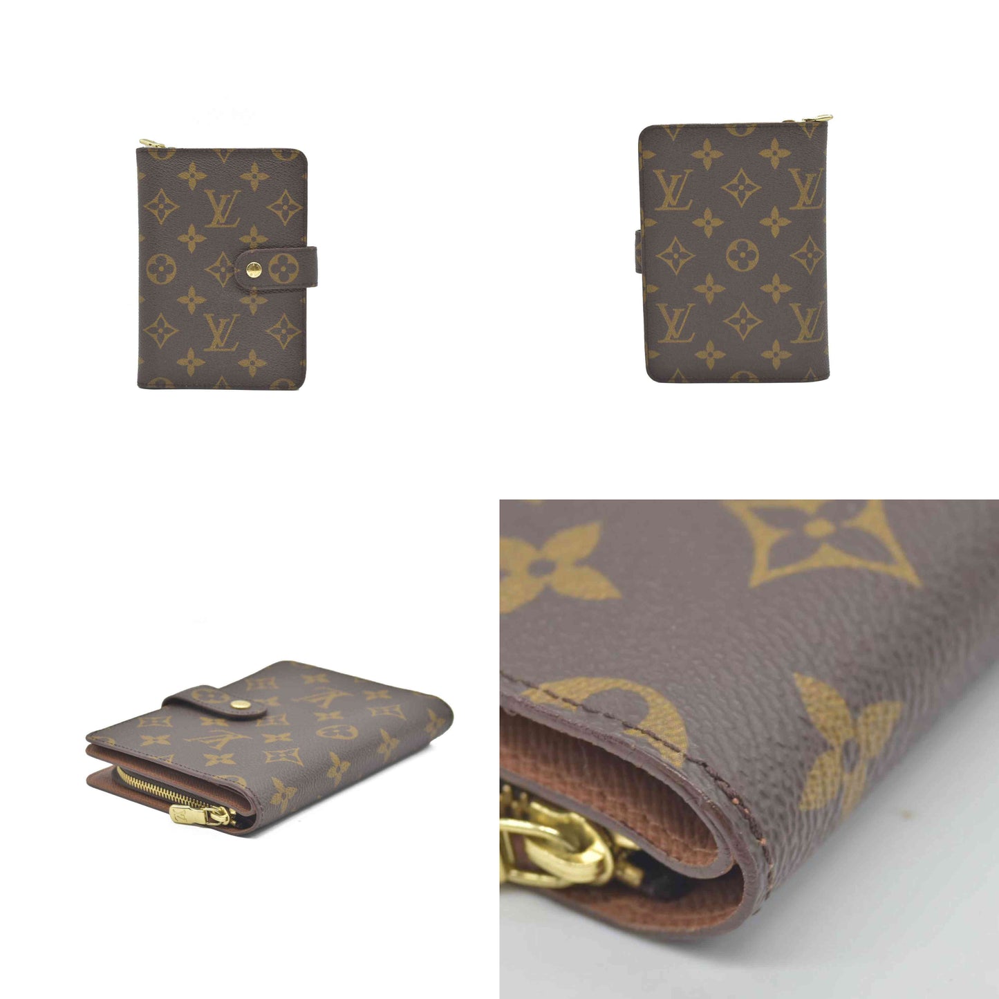 $750 Louis Vuitton Consignment Monogram Porte Papier Zippy Wallet Brown CONSIGNMENT (Copy)