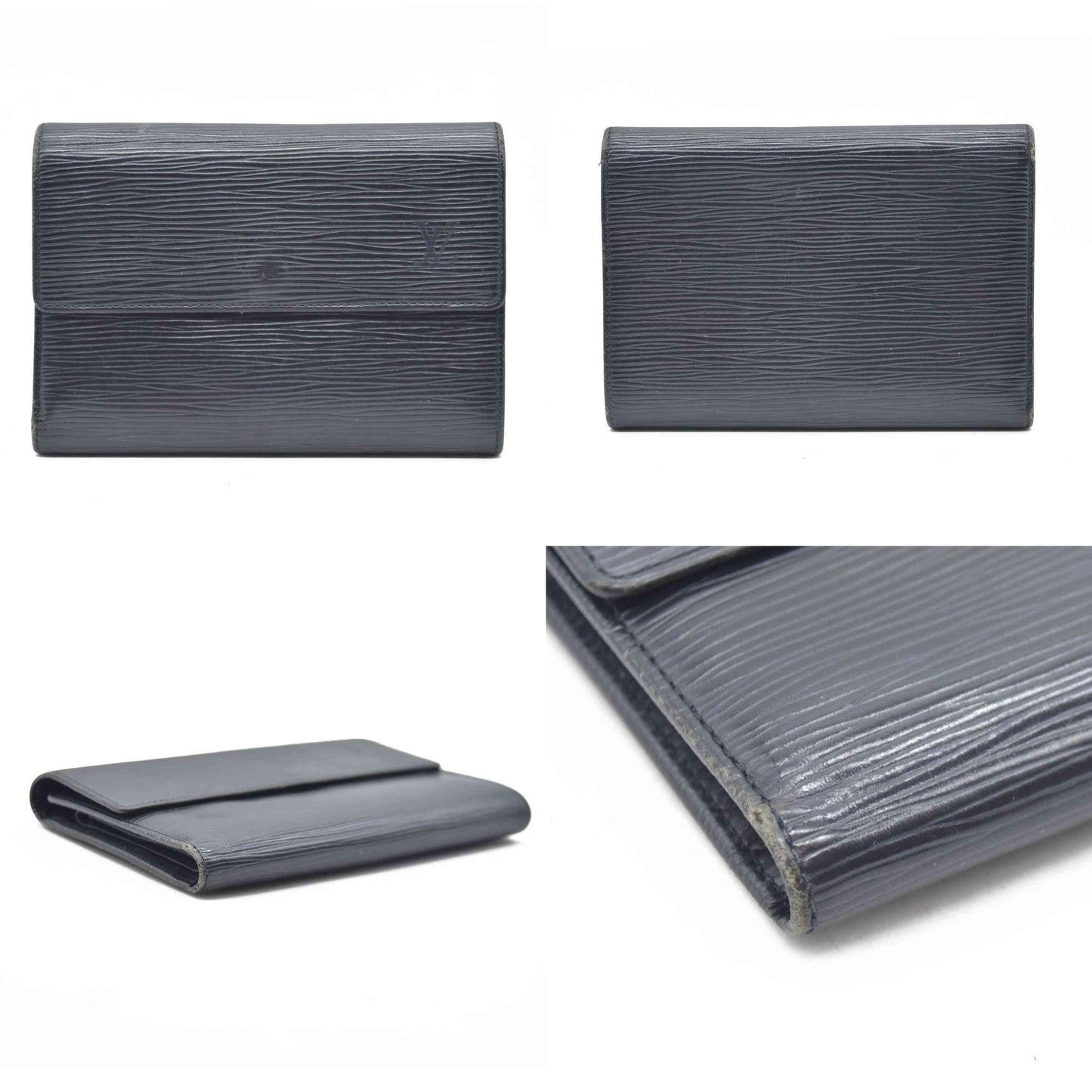 Louis Vuitton Epi Leather Etui Papier Porte Tresor Wallet Black SP0045