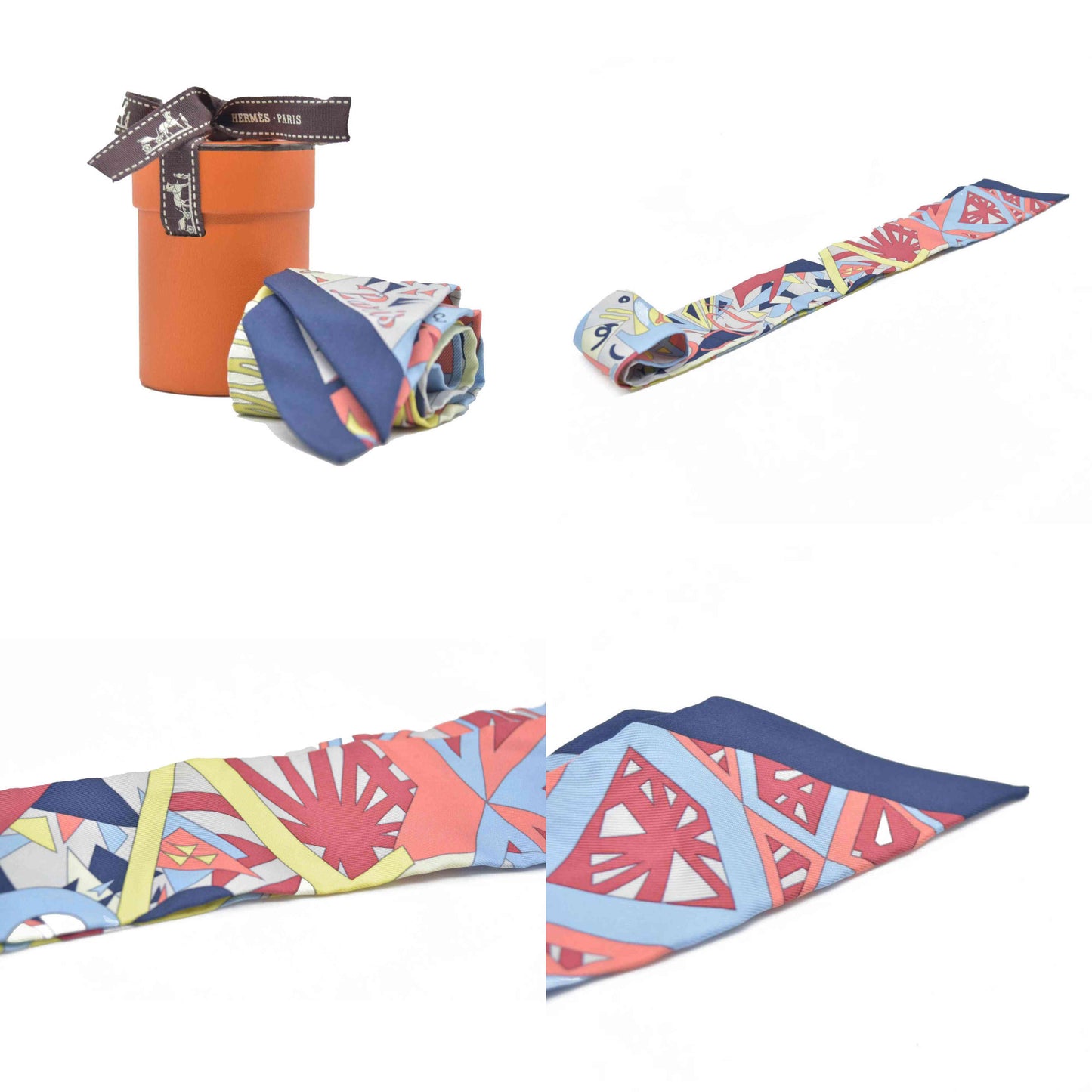 $250 Hermes  Silk Le Nombre D'Or Twilly CONSIGNMENT