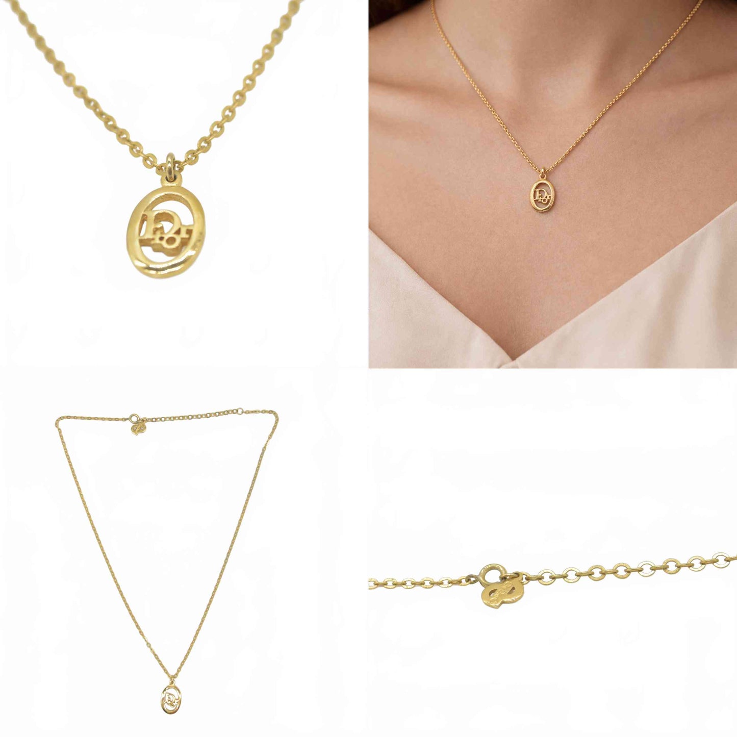 $410 Dior Vintage Logo Dior Pendant Necklace